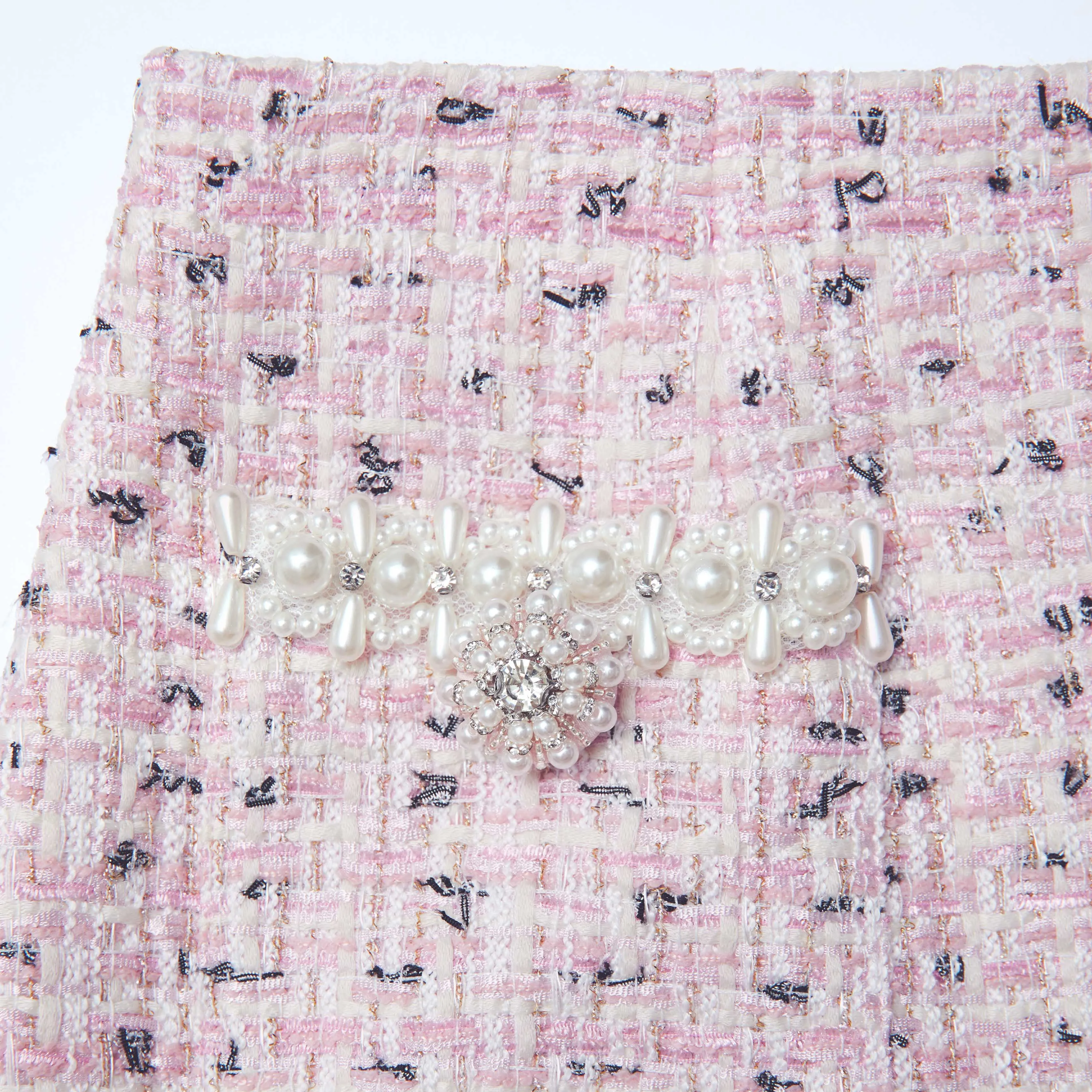 Pink Boucle Pearl Midi Skirt Self Portrait