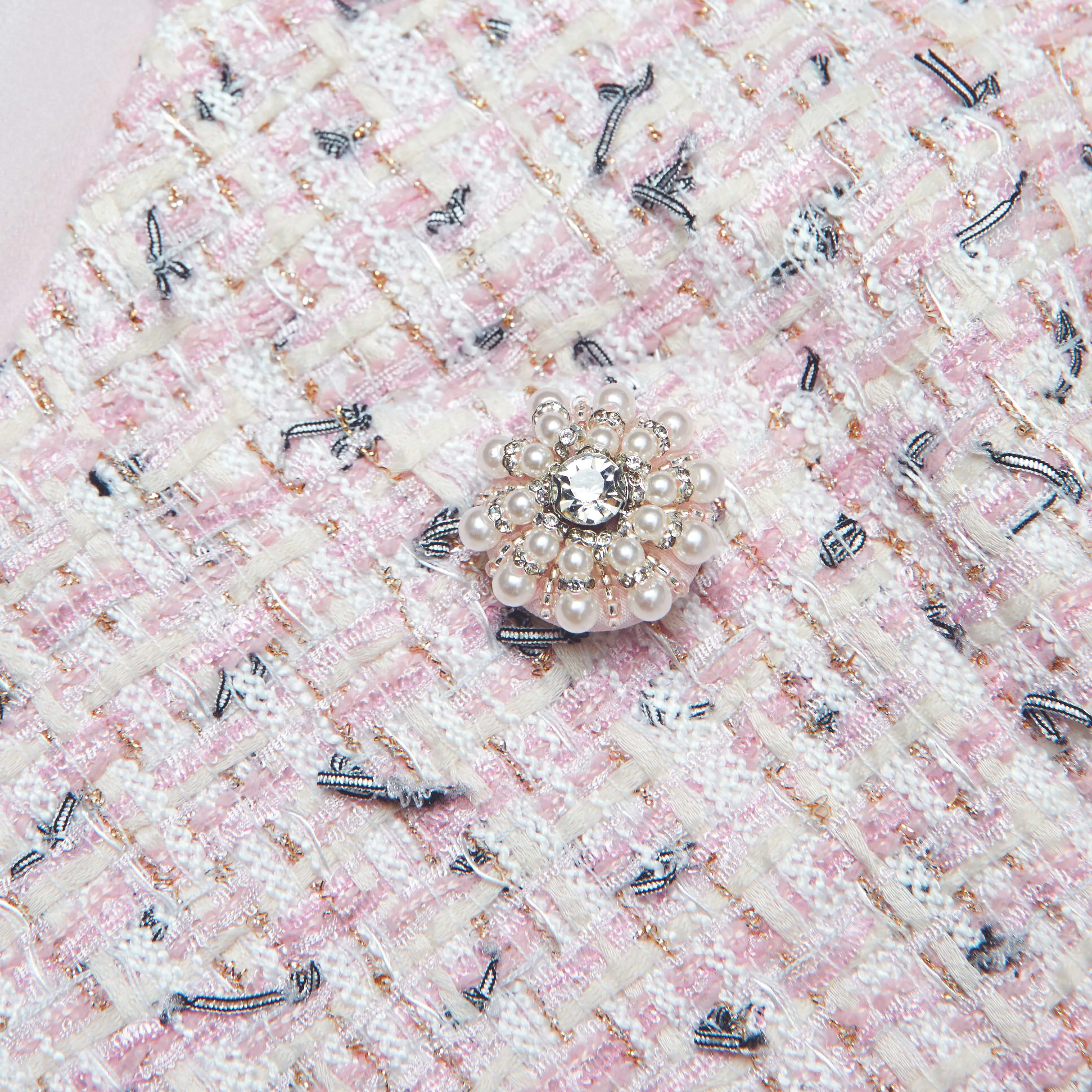Pink Boucle Pearl Top Self Portrait