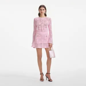 Pink Bow Crochet Cardigan Self Portrait