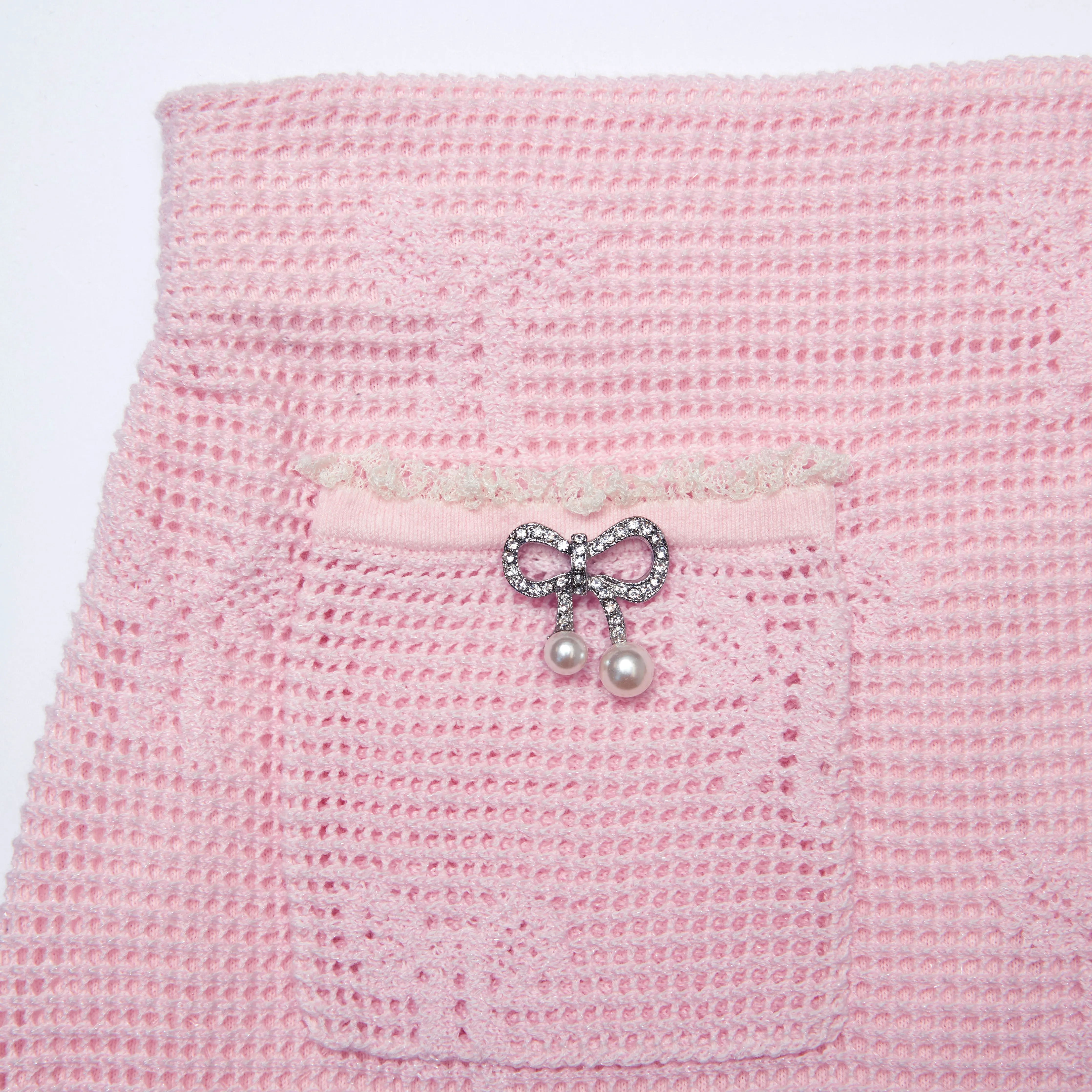 Pink Bow Crochet Mini Skirt Self Portrait