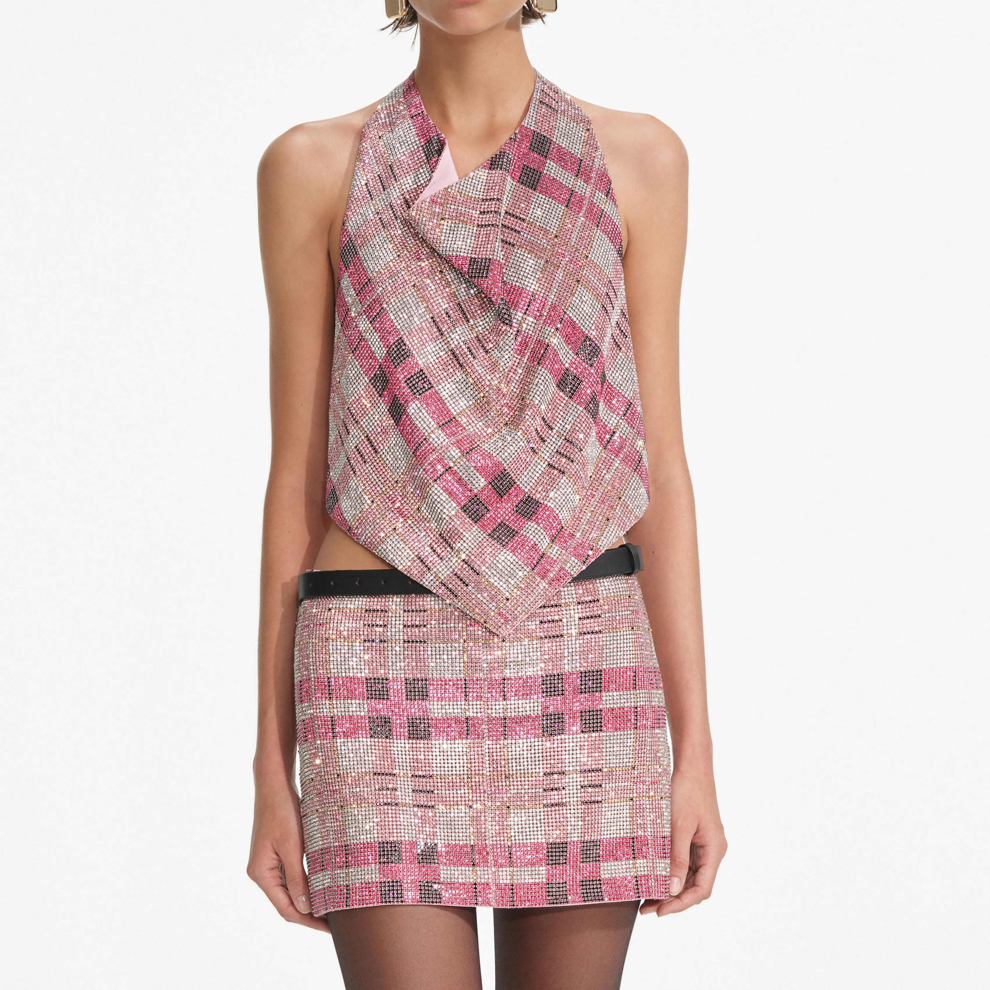 Pink Check Chainmail Top Self Portrait
