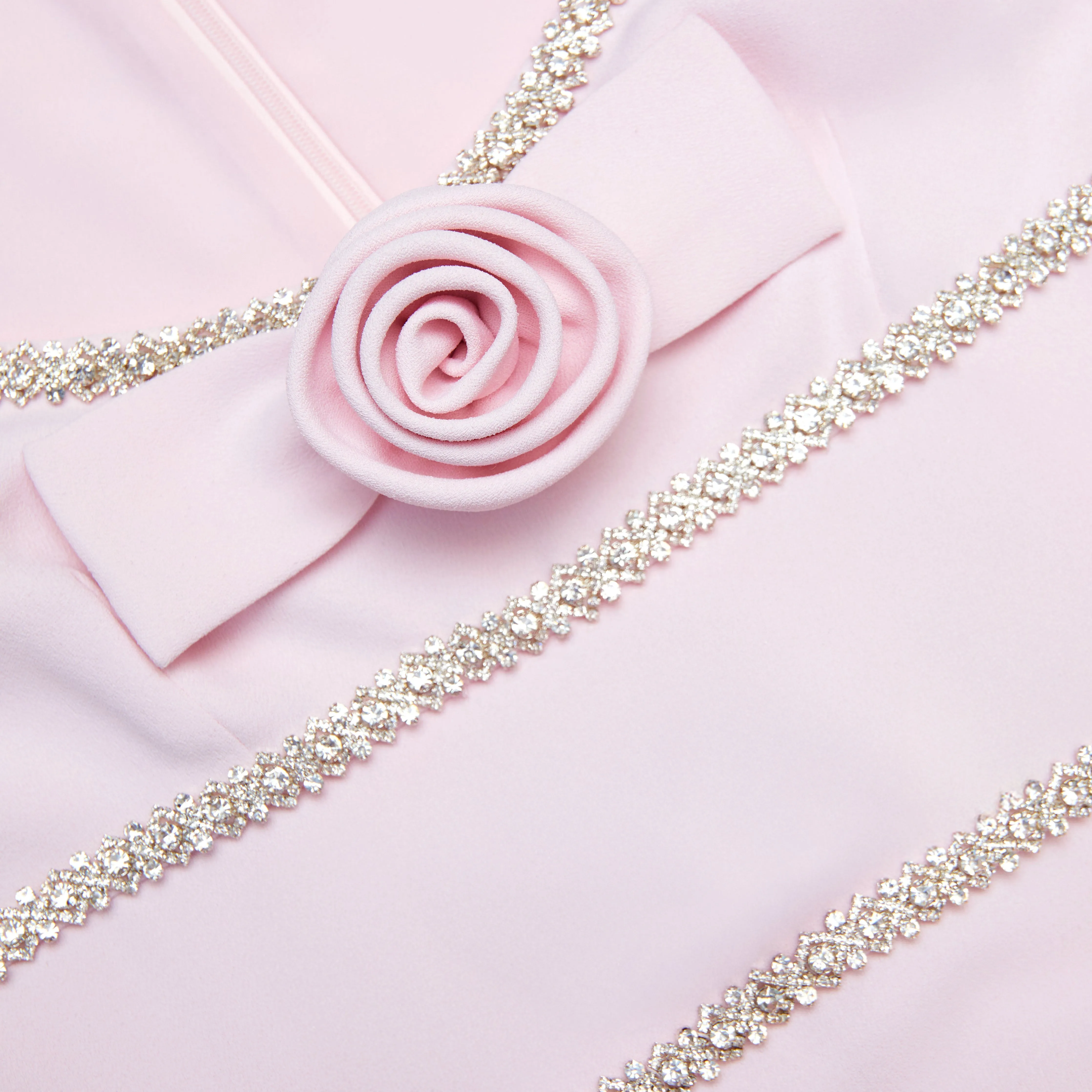 Pink Crepe Crystal Trim Maxi Dress Self Portrait