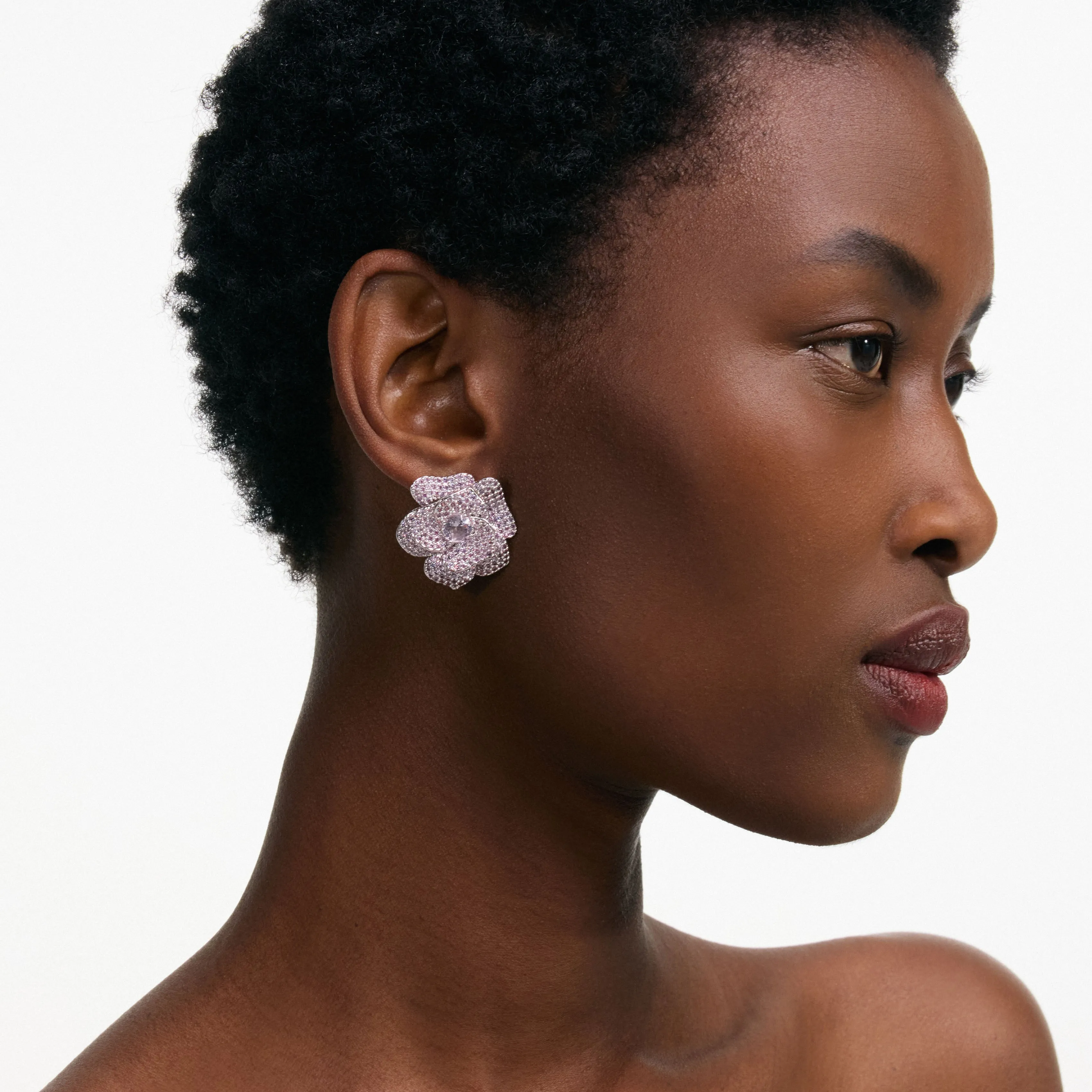 Pink Crystal Flower Earrings Self Portrait