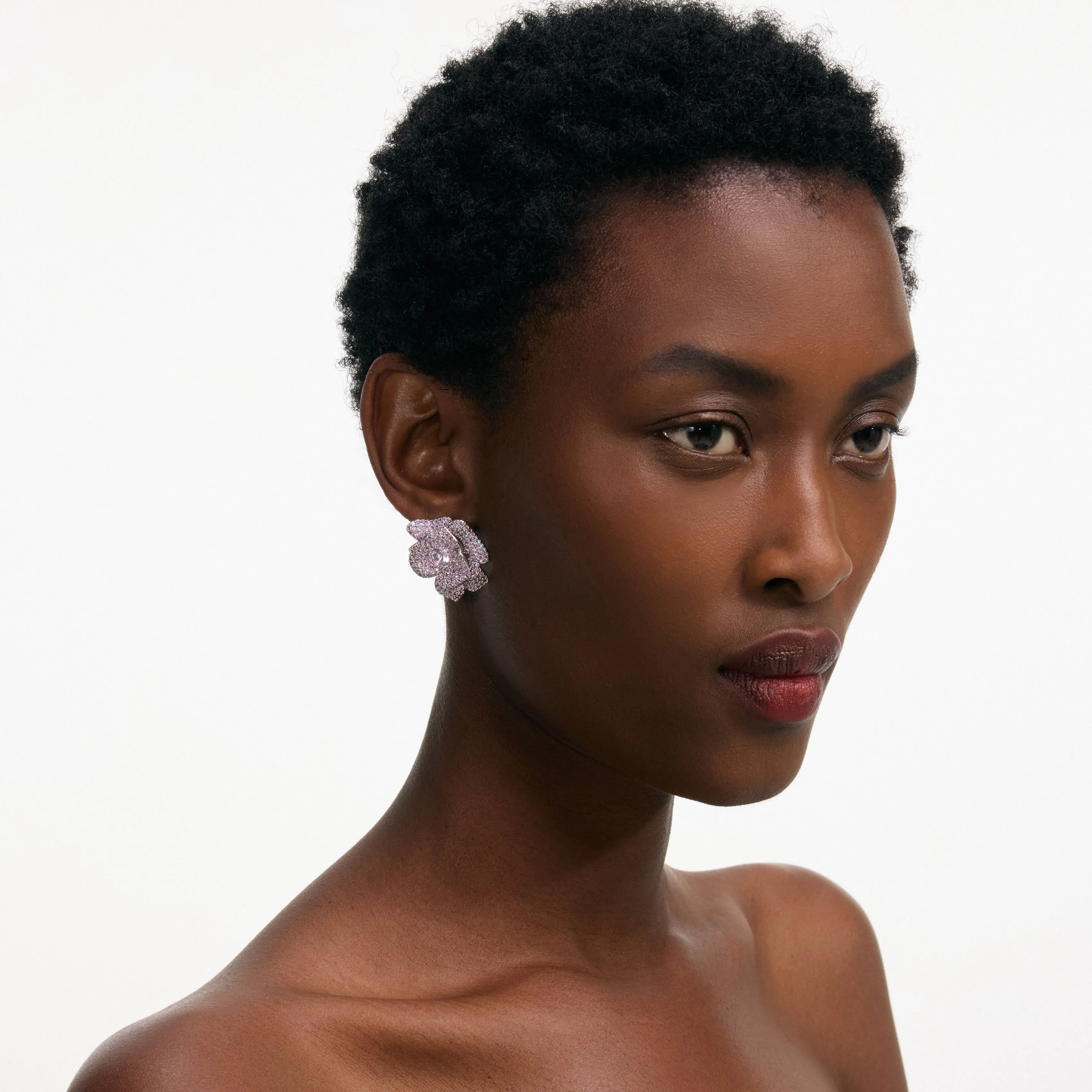 Pink Crystal Flower Earrings Self Portrait