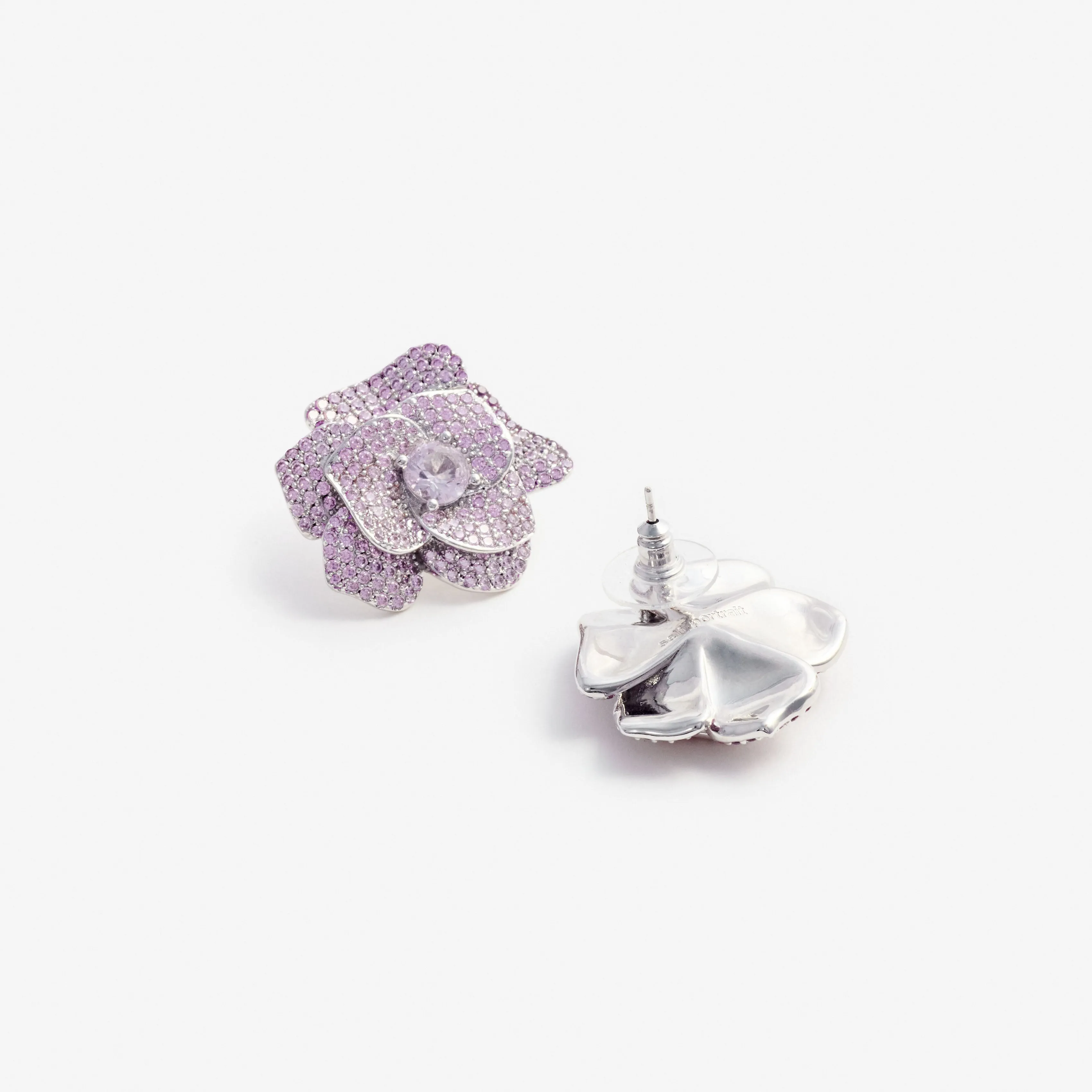 Pink Crystal Flower Earrings Self Portrait