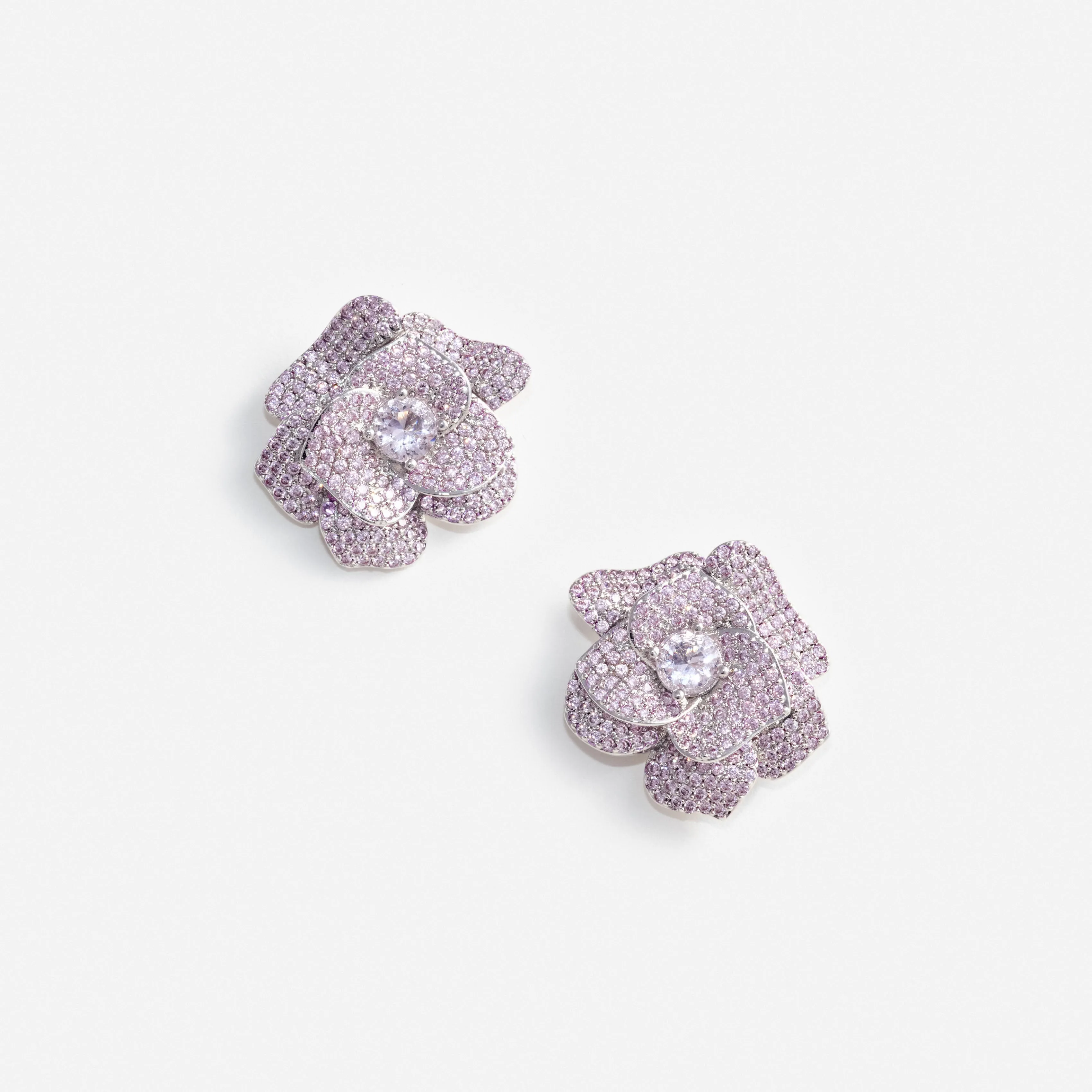 Pink Crystal Flower Earrings Self Portrait