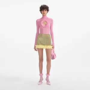 Pink Knit Cut Out Bodysuit Self Portrait