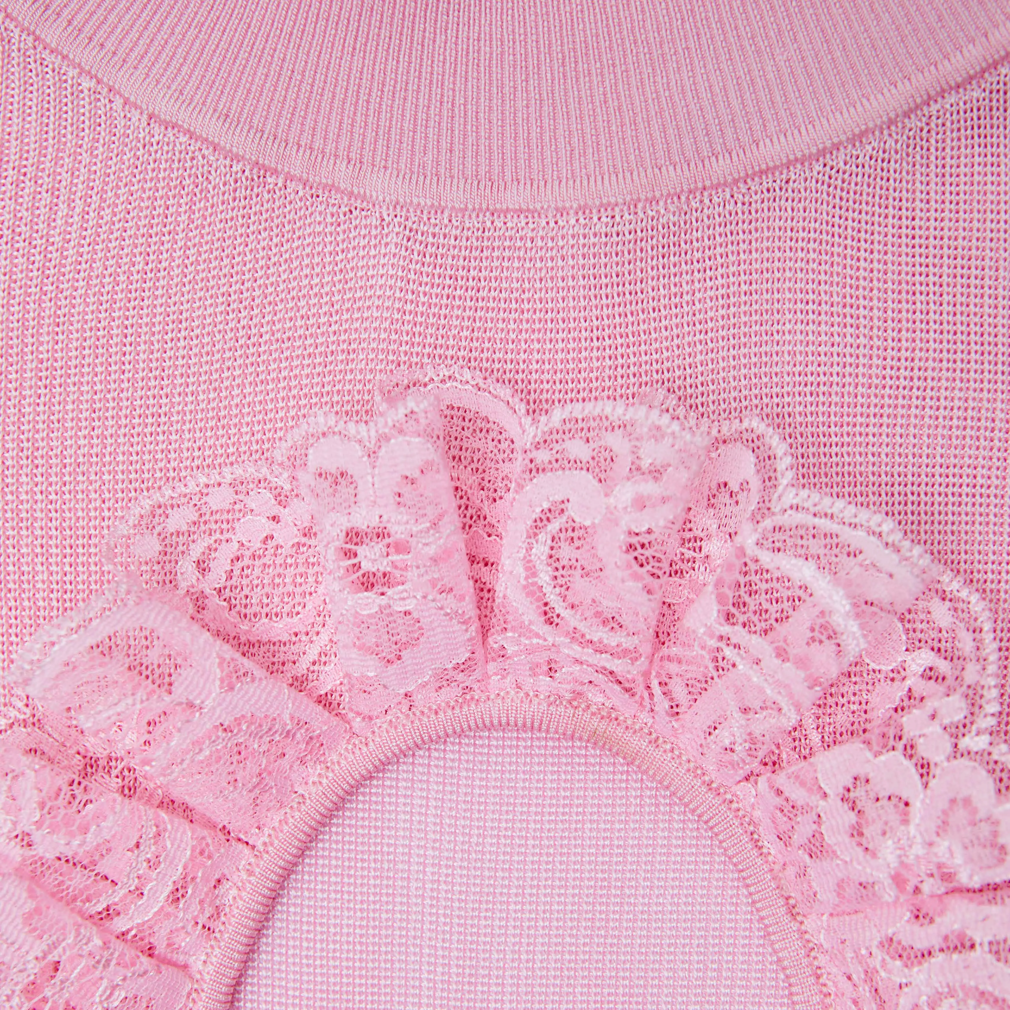 Pink Knit Cut Out Bodysuit Self Portrait