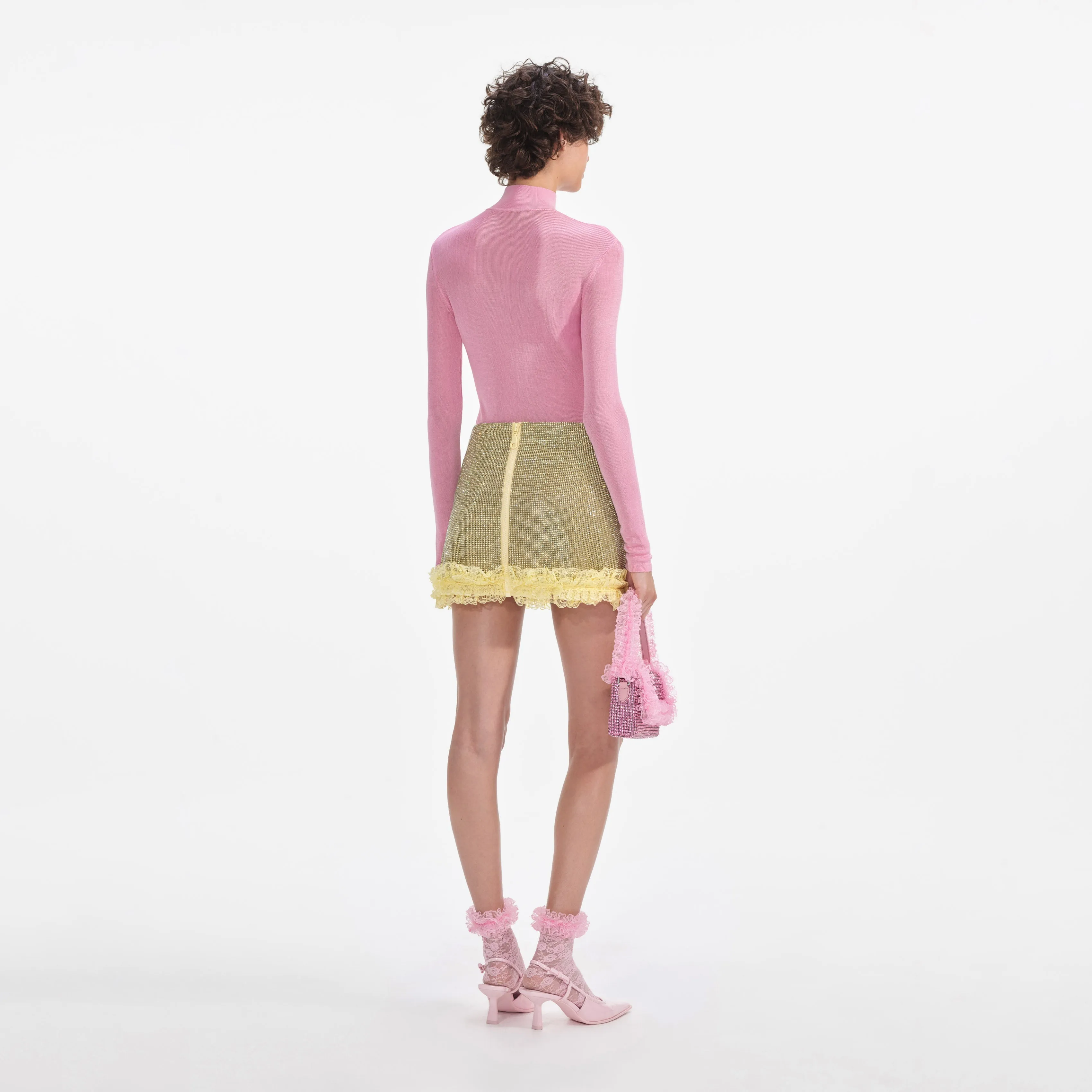 Pink Knit Cut Out Bodysuit Self Portrait