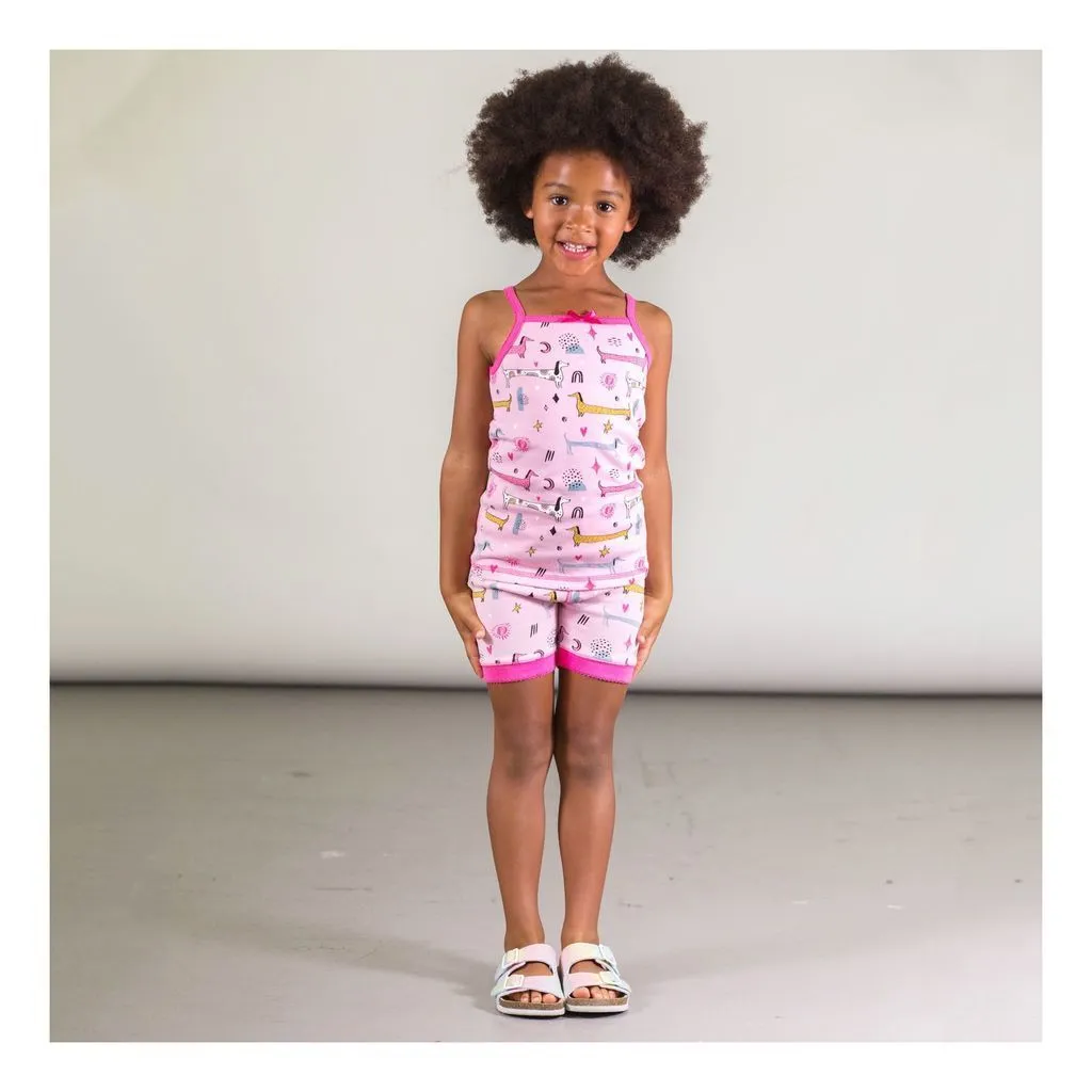 Pink Puppy Print Pajama Sets