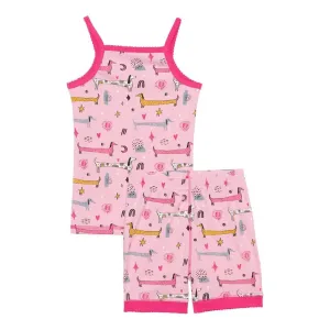 Pink Puppy Print Pajama Sets