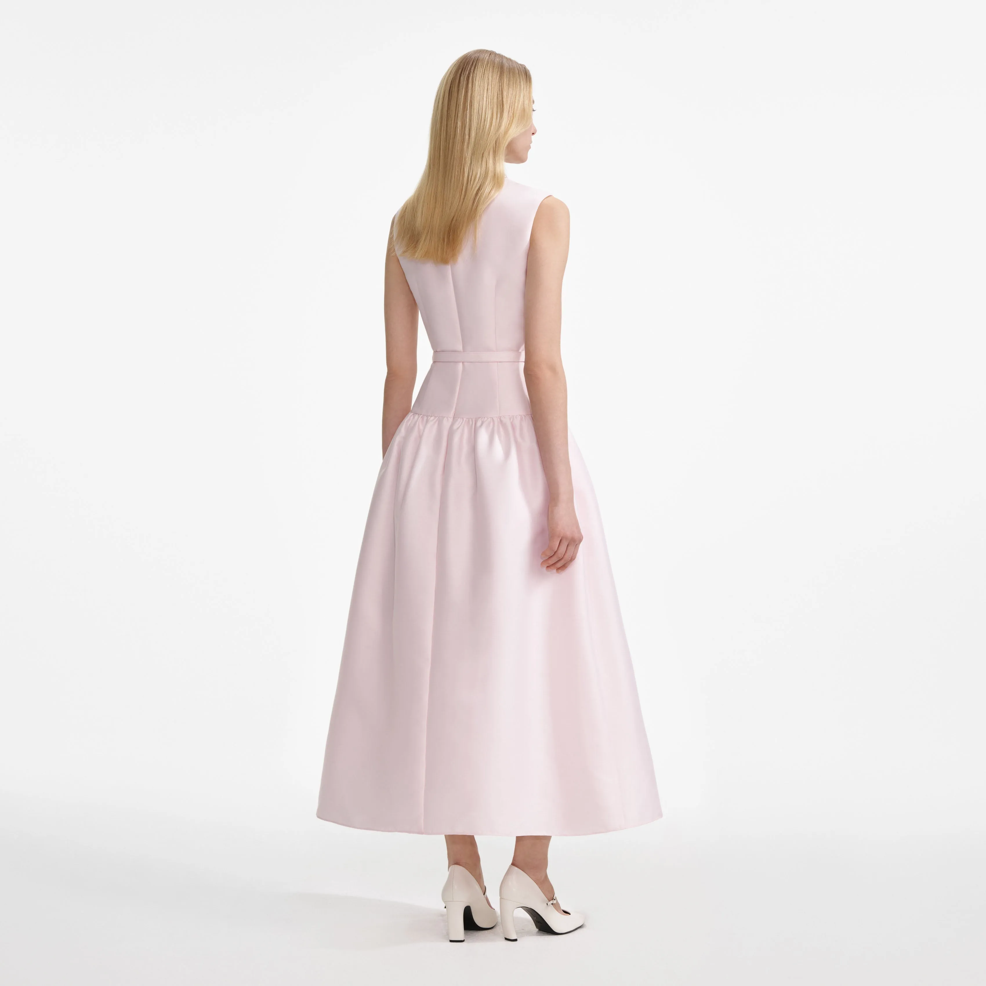 Pink Taffeta Midi Dress Self Portrait