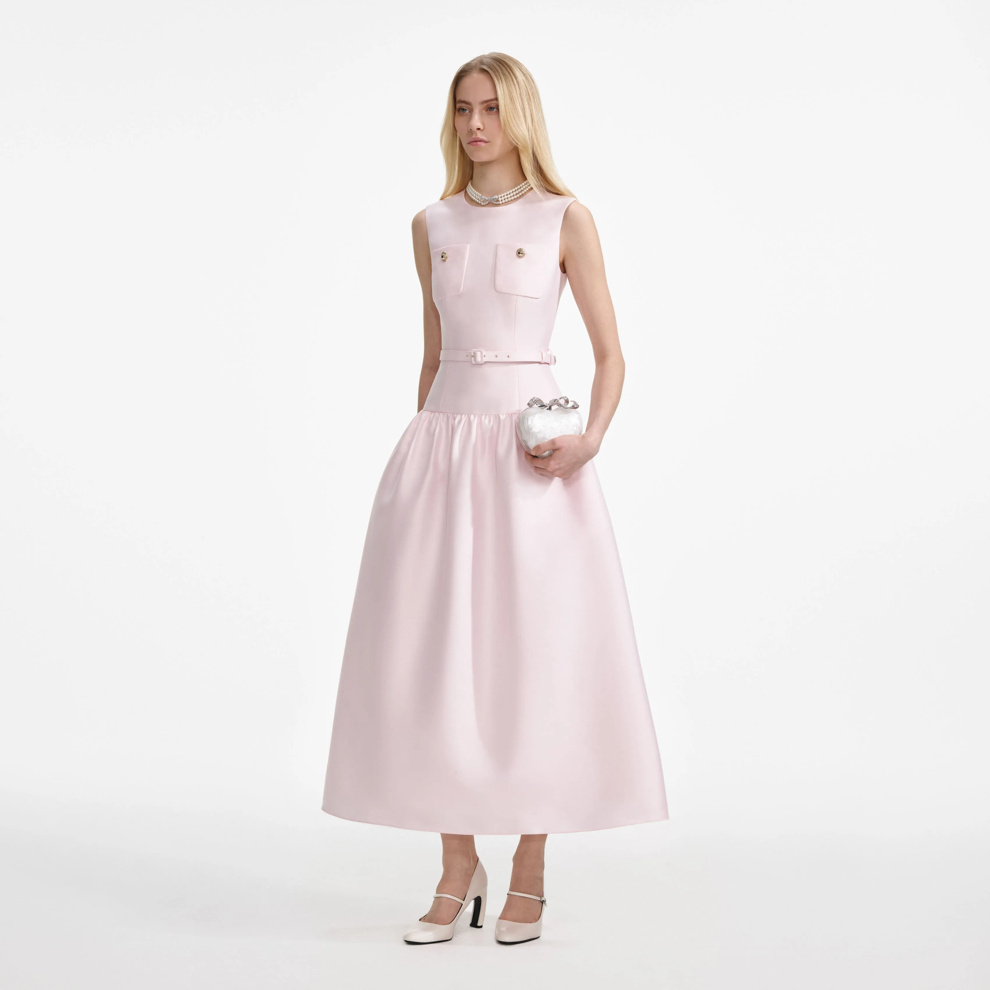 Pink Taffeta Midi Dress Self Portrait
