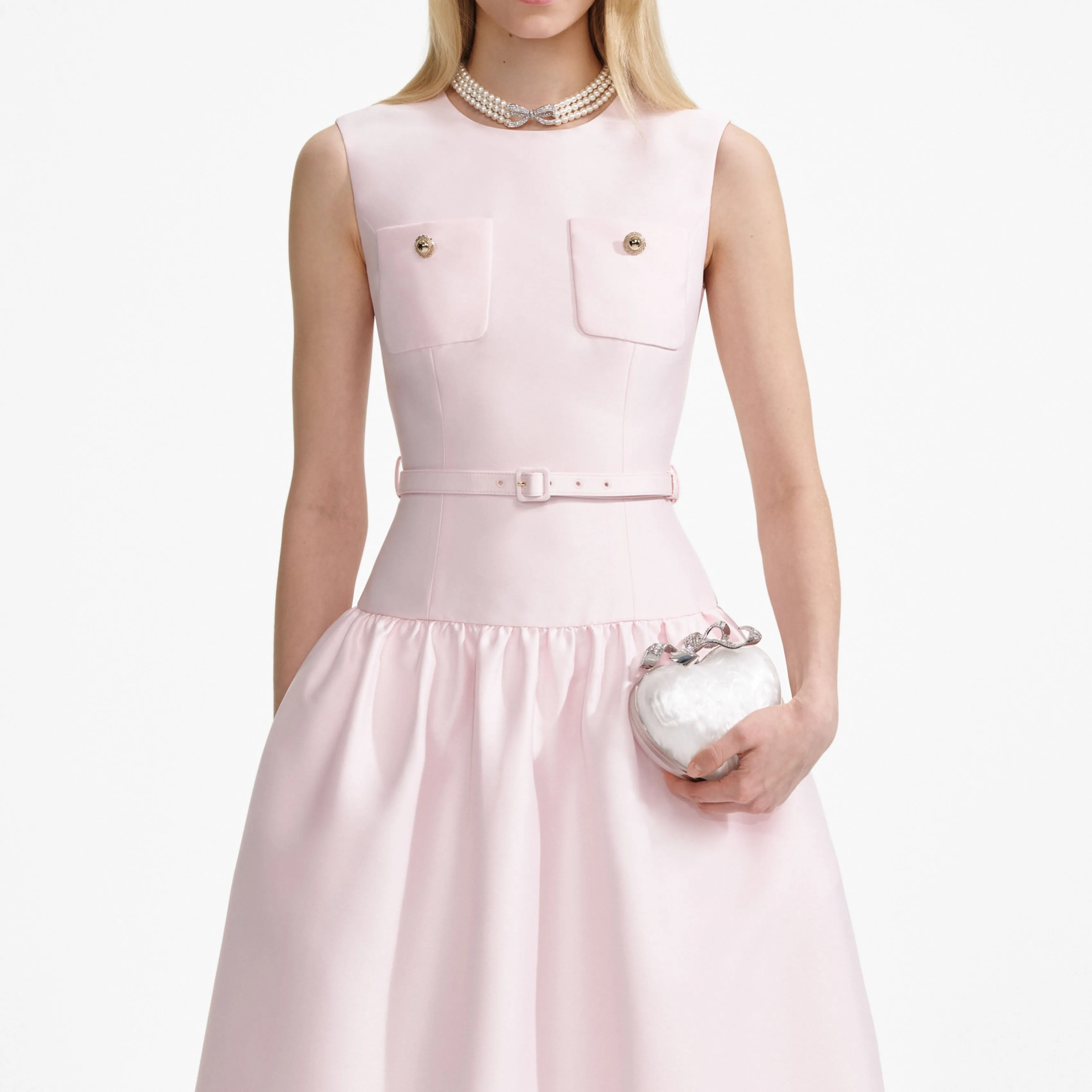 Pink Taffeta Midi Dress Self Portrait