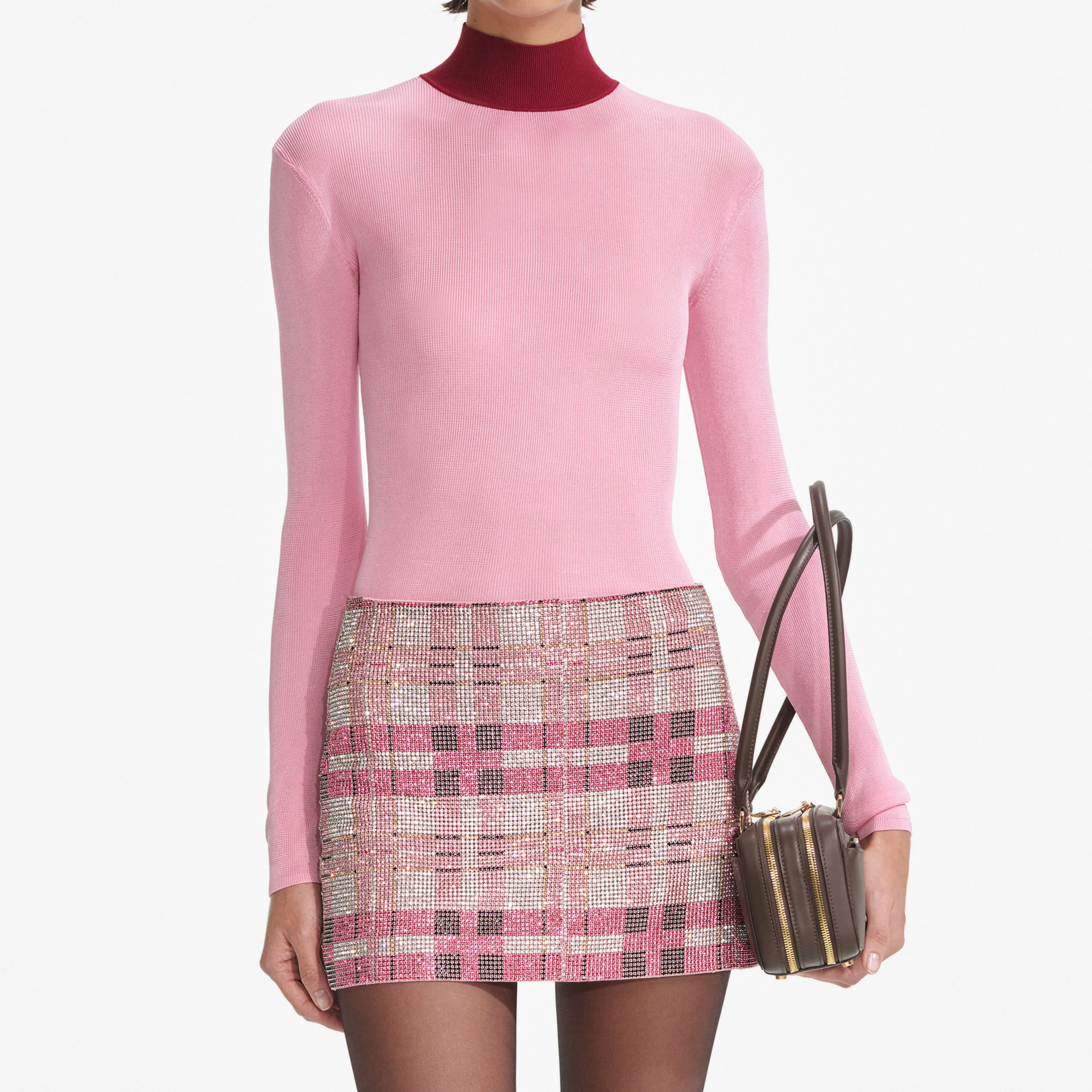 Pink Viscose Knit Top Self Portrait