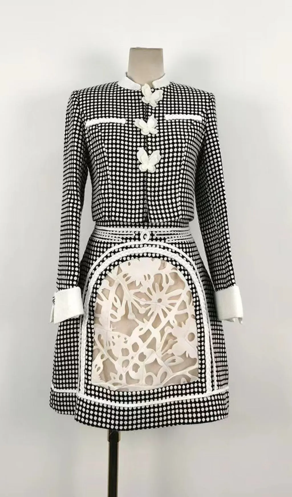 PLAID ROUND NECK LONG SLEEVE BOWKNOT TWO-PIECE SETS Gloria Lanvin
