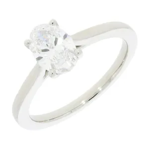 Platinum 1.00ct Oval Brilliant Cut Lab Grown Diamond Solitaire Ring D VS1