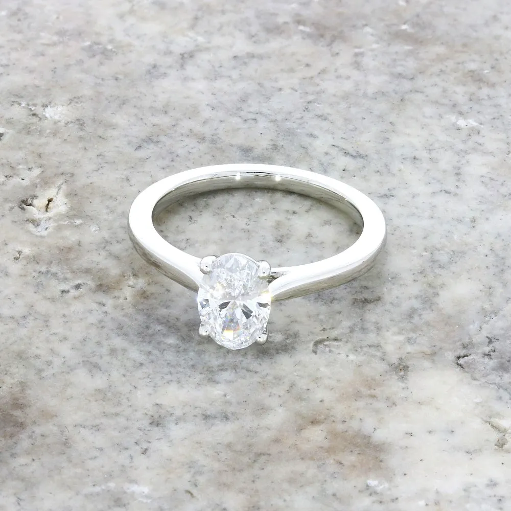 Platinum 1.00ct Oval Brilliant Cut Lab Grown Diamond Solitaire Ring D VS1