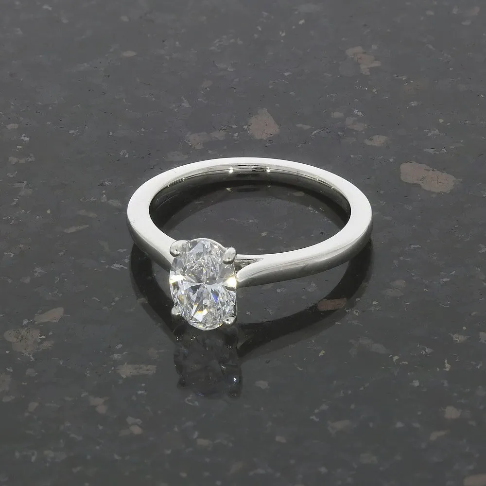 Platinum 1.00ct Oval Brilliant Cut Lab Grown Diamond Solitaire Ring D VS1