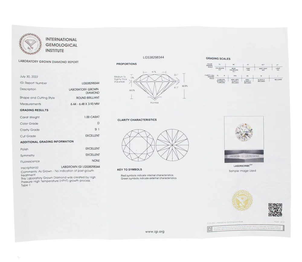 Platinum 1.00cts Lab Grown Diamond Solitaire Ring