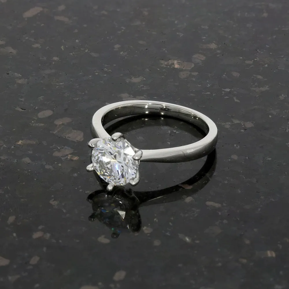 Platinum 1.80ct Brilliant Cut Lab Grown Diamond Solitaire Ring D VS2