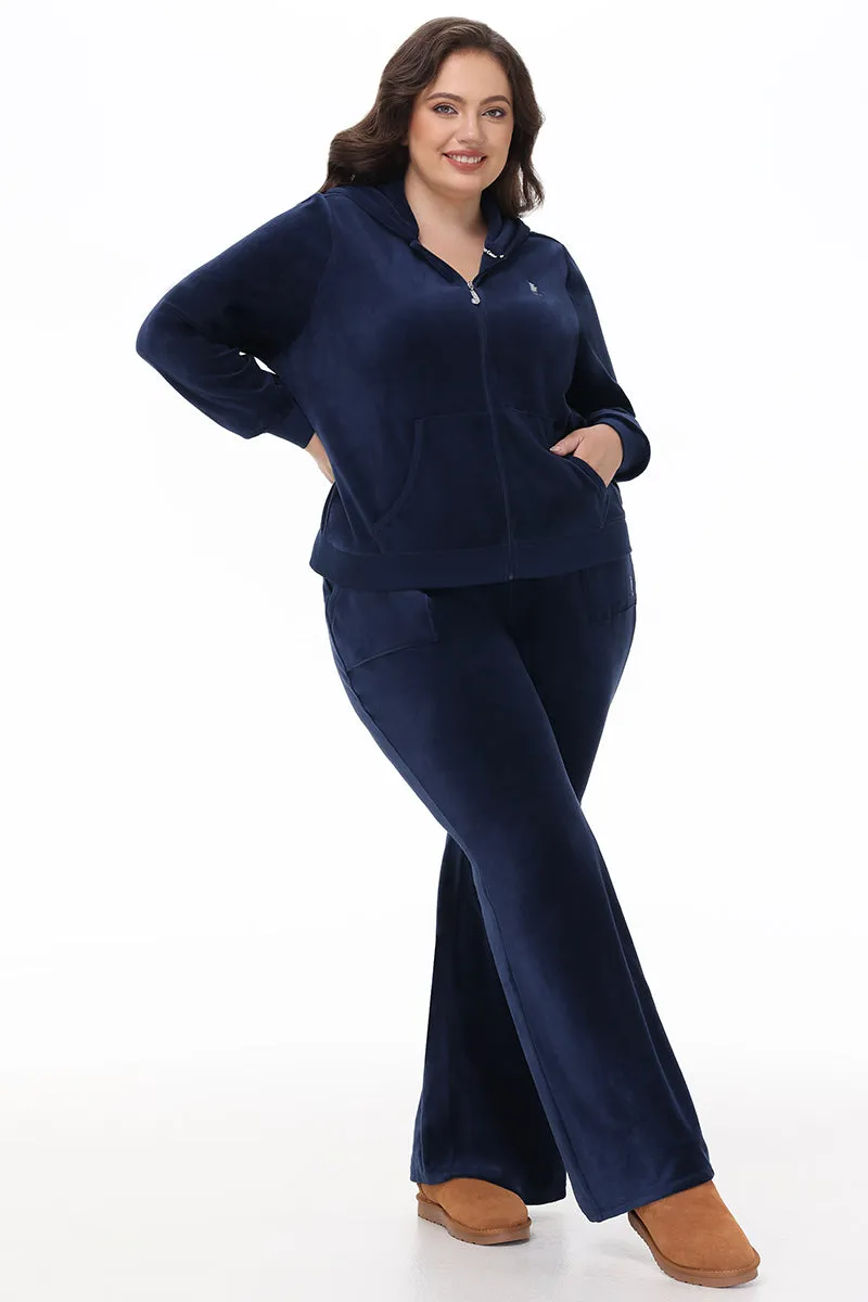 Plus-Size Hollywood Scottie Snap Pocket Cotton Velour Track Pants Juicy Couture