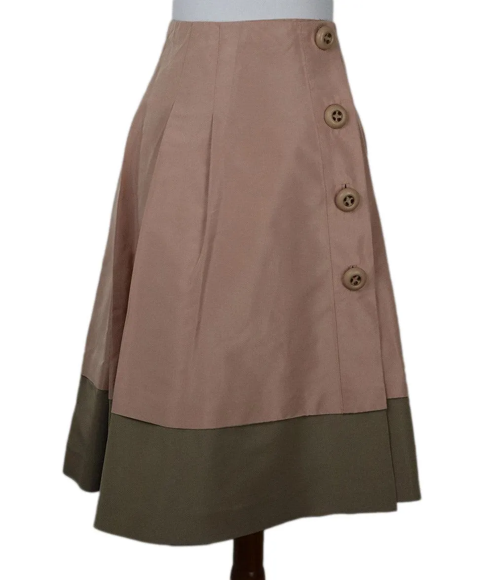 Prada Pink & Beige Trim Silk Skirt sz 6