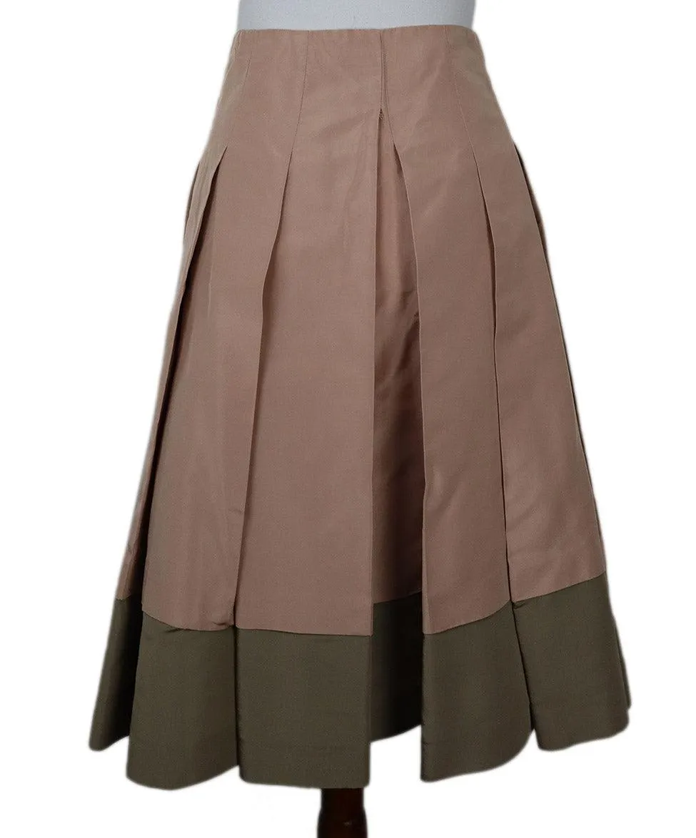 Prada Pink & Beige Trim Silk Skirt sz 6