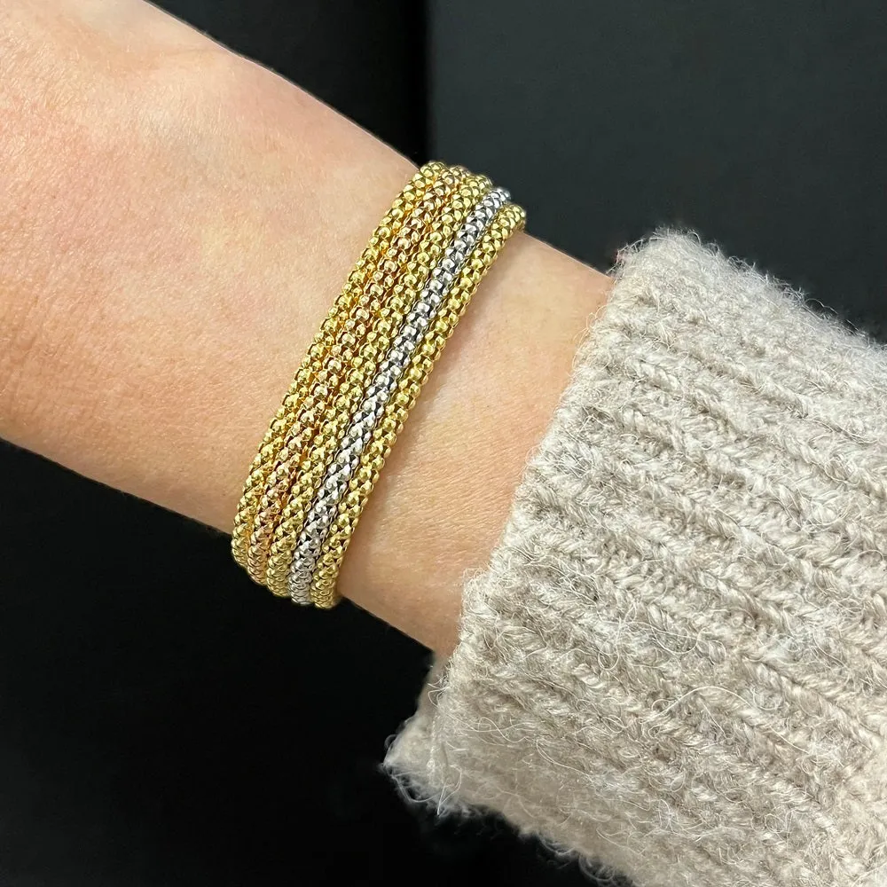 Pre Owned Quadri 18ct Three Colour Gold Mesh Design Bracelet
