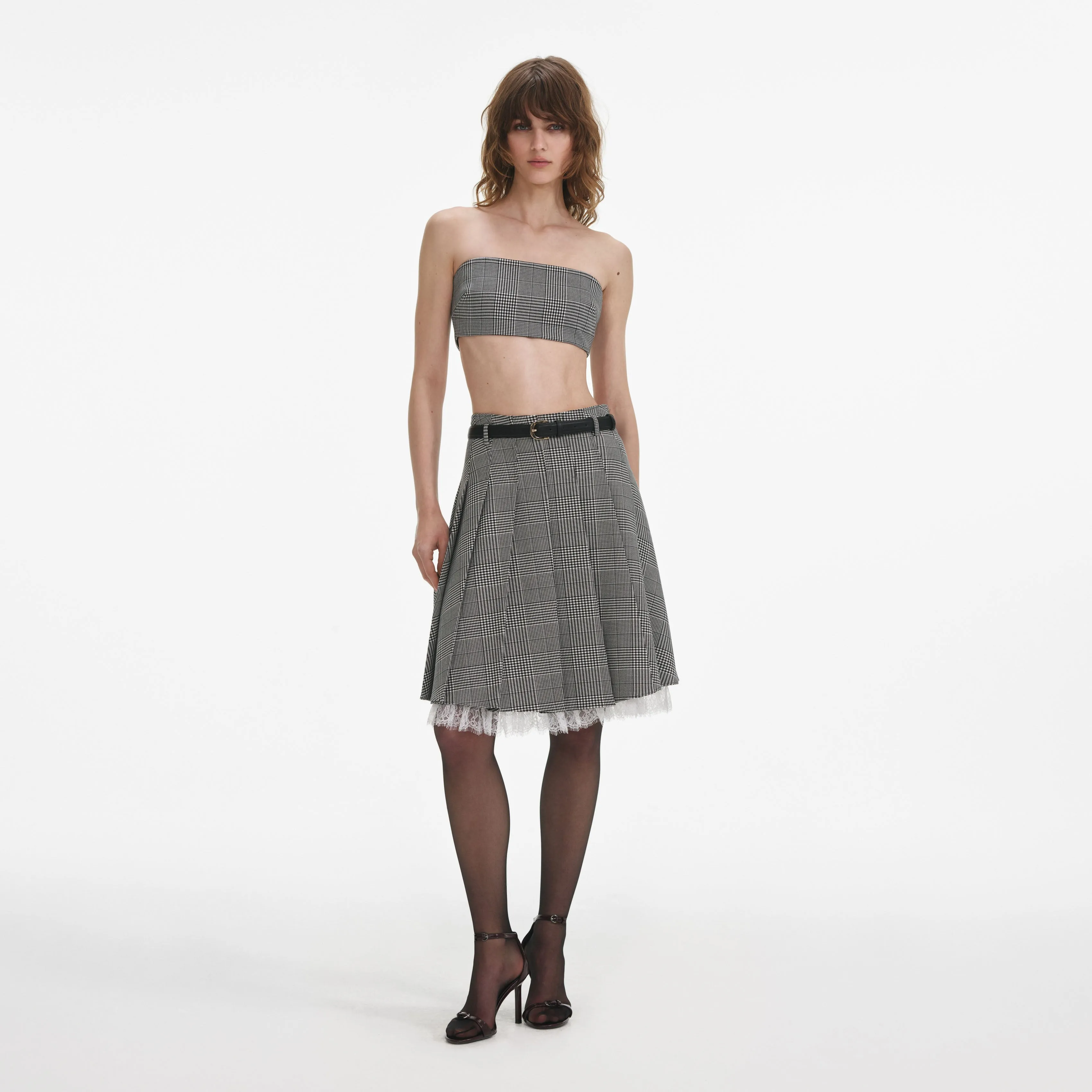 Prince Of Wales Check Bandeau Top Self Portrait