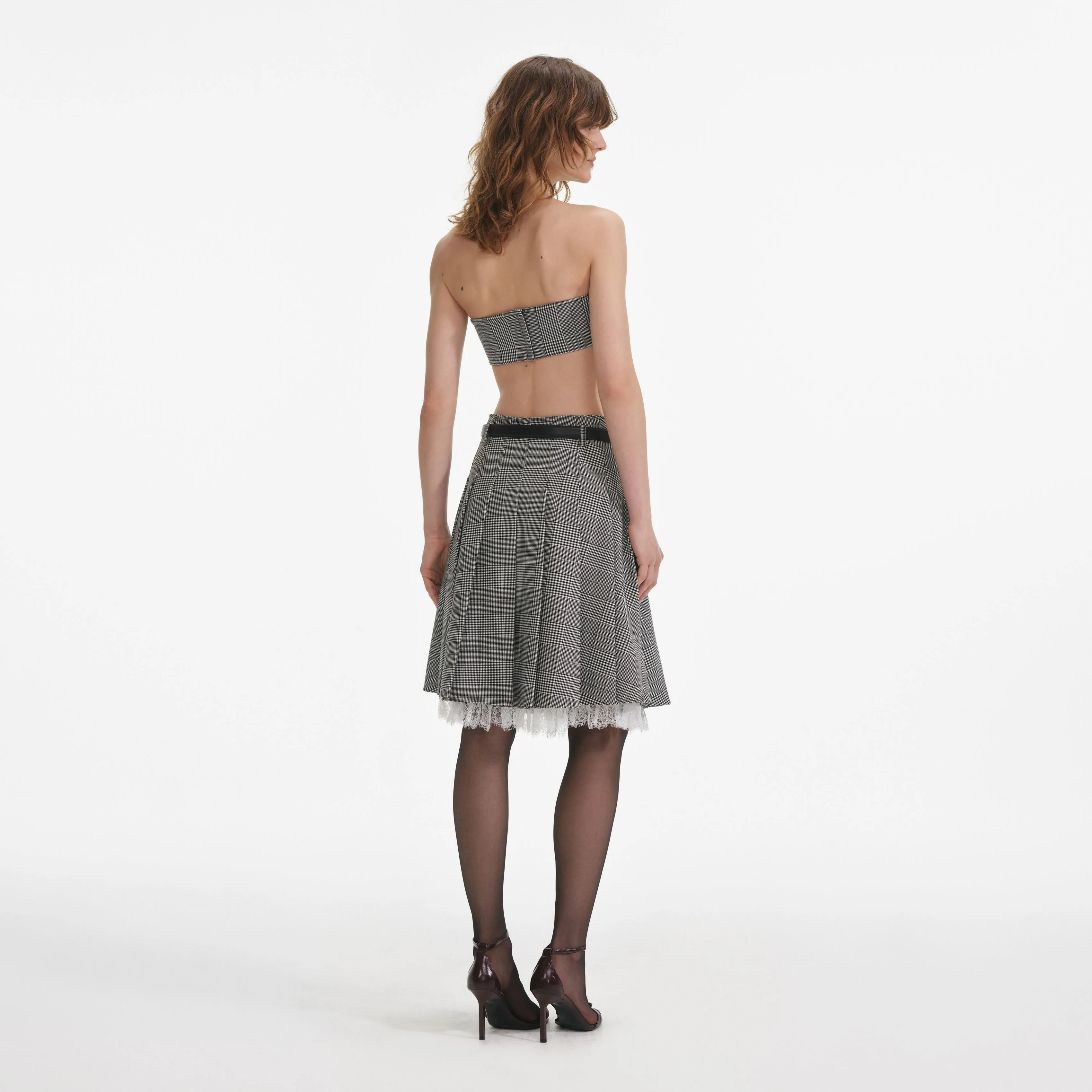 Prince Of Wales Check Bandeau Top Self Portrait
