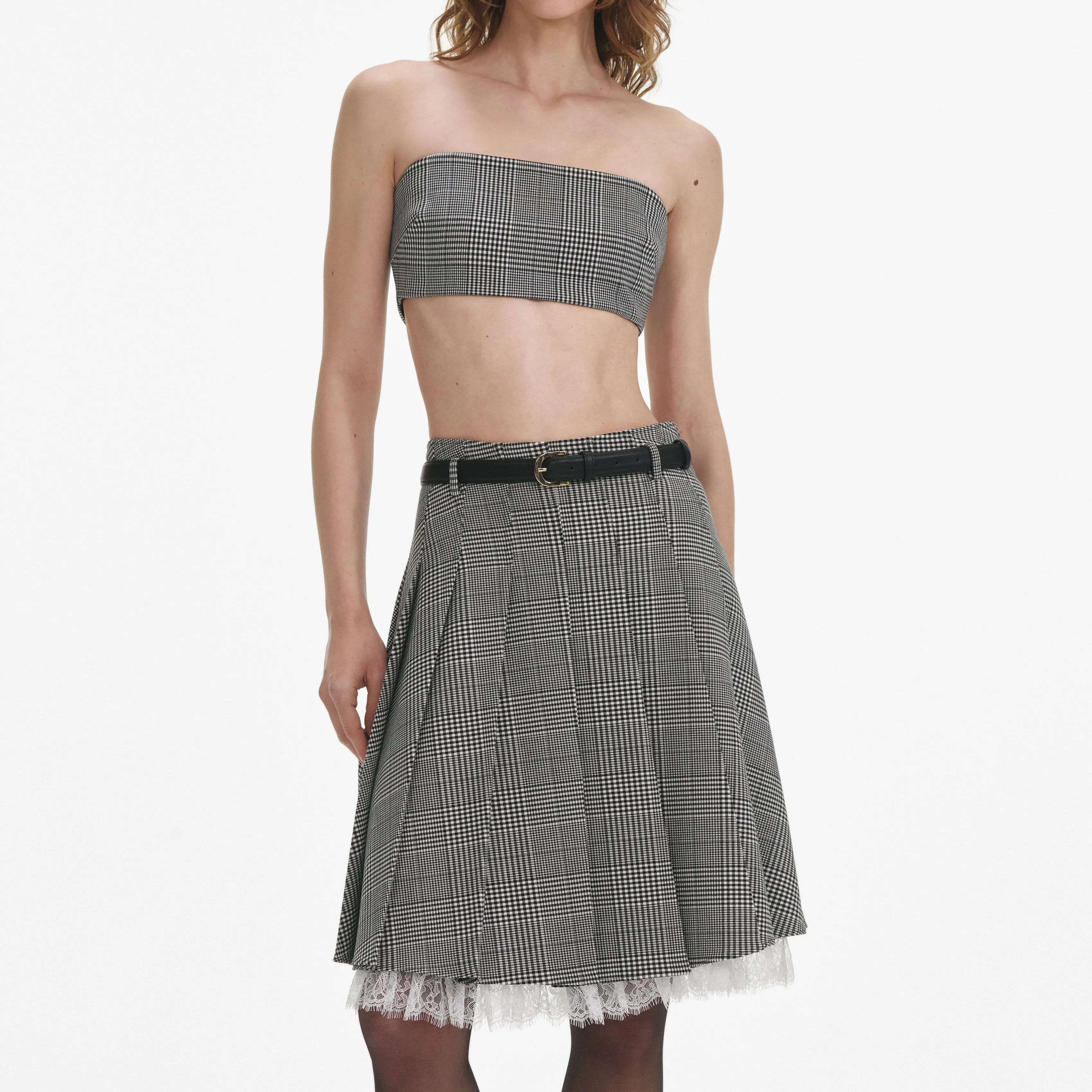 Prince Of Wales Check Bandeau Top Self Portrait