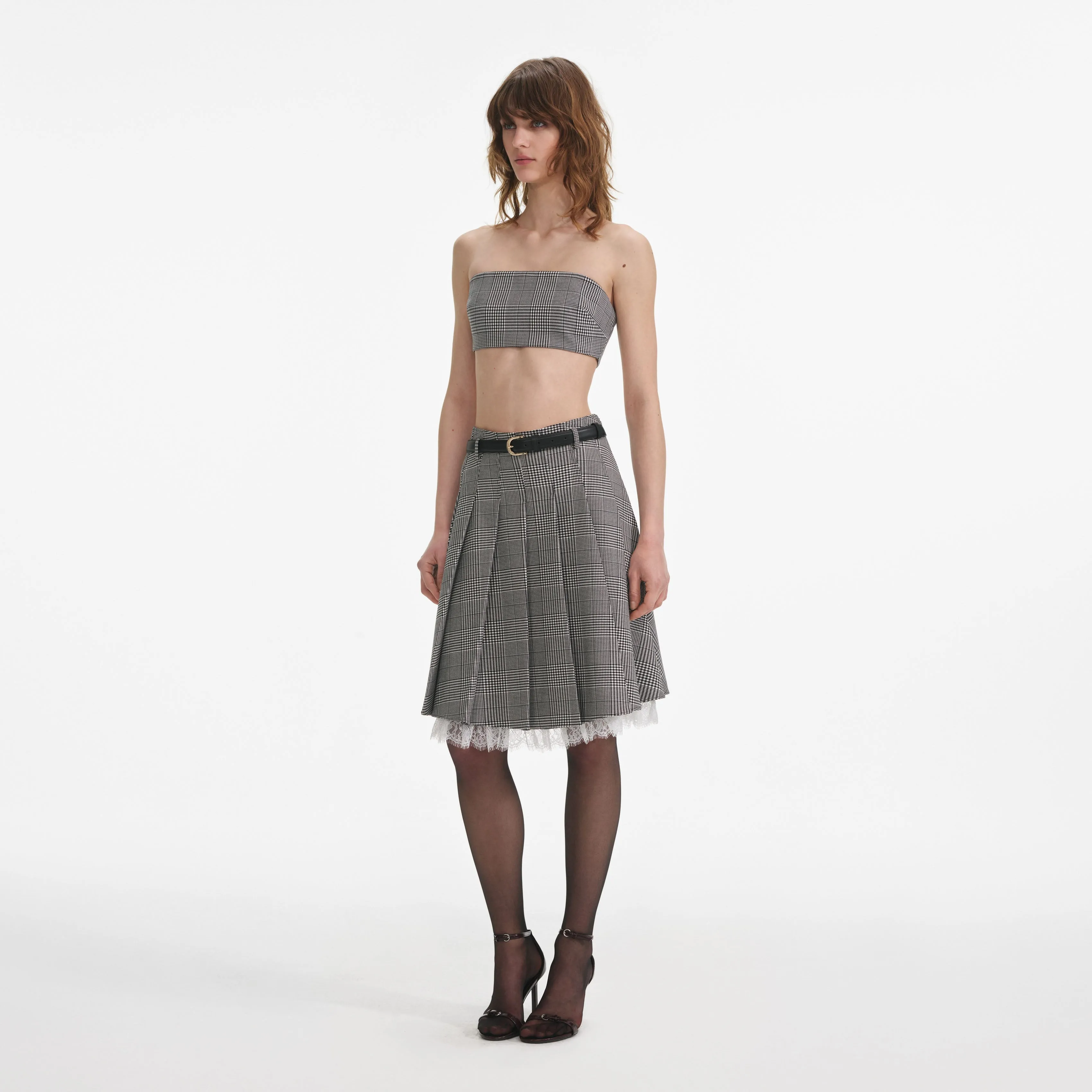 Prince Of Wales Check Bandeau Top Self Portrait