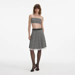Prince Of Wales Check Pleated Midi Skirt Self Portrait