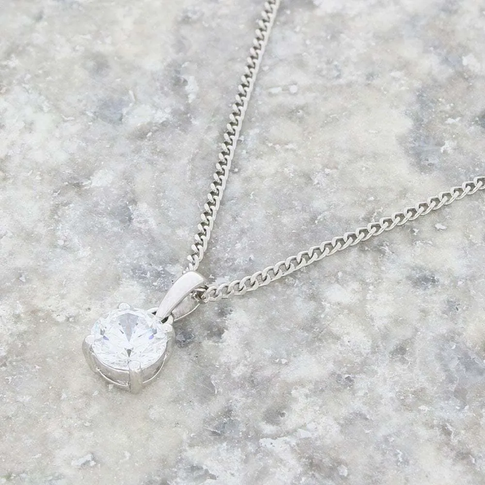 Purity Sterling Silver Cubic Zirconia Solitaire Pendant and Chain PUR1640P