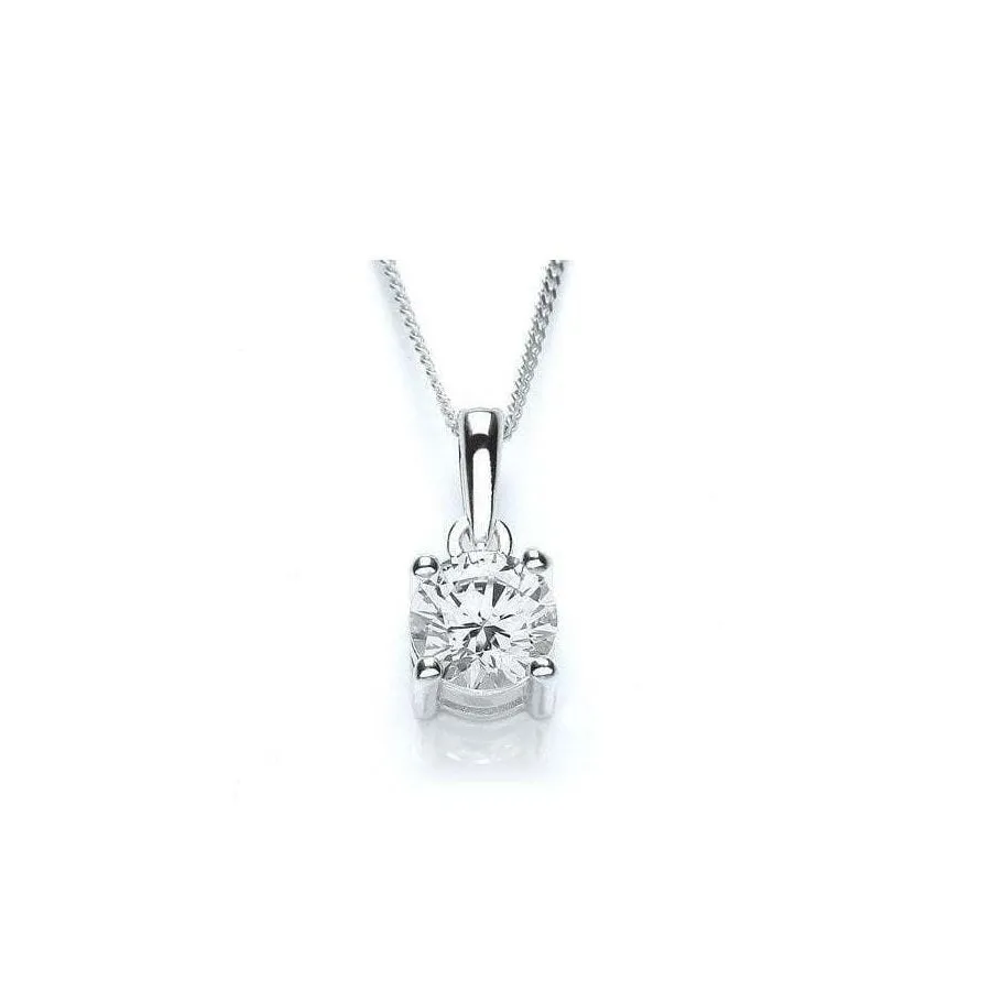 Purity Sterling Silver Cubic Zirconia Solitaire Pendant and Chain PUR1640P