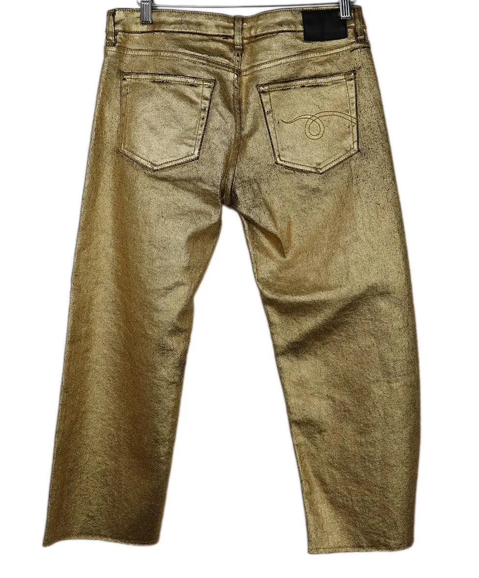 R13 Metallic Gold Jeans sz 4