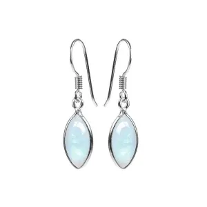 Rainbow Moonstone Sterling Silver Marquise Drop Earrings