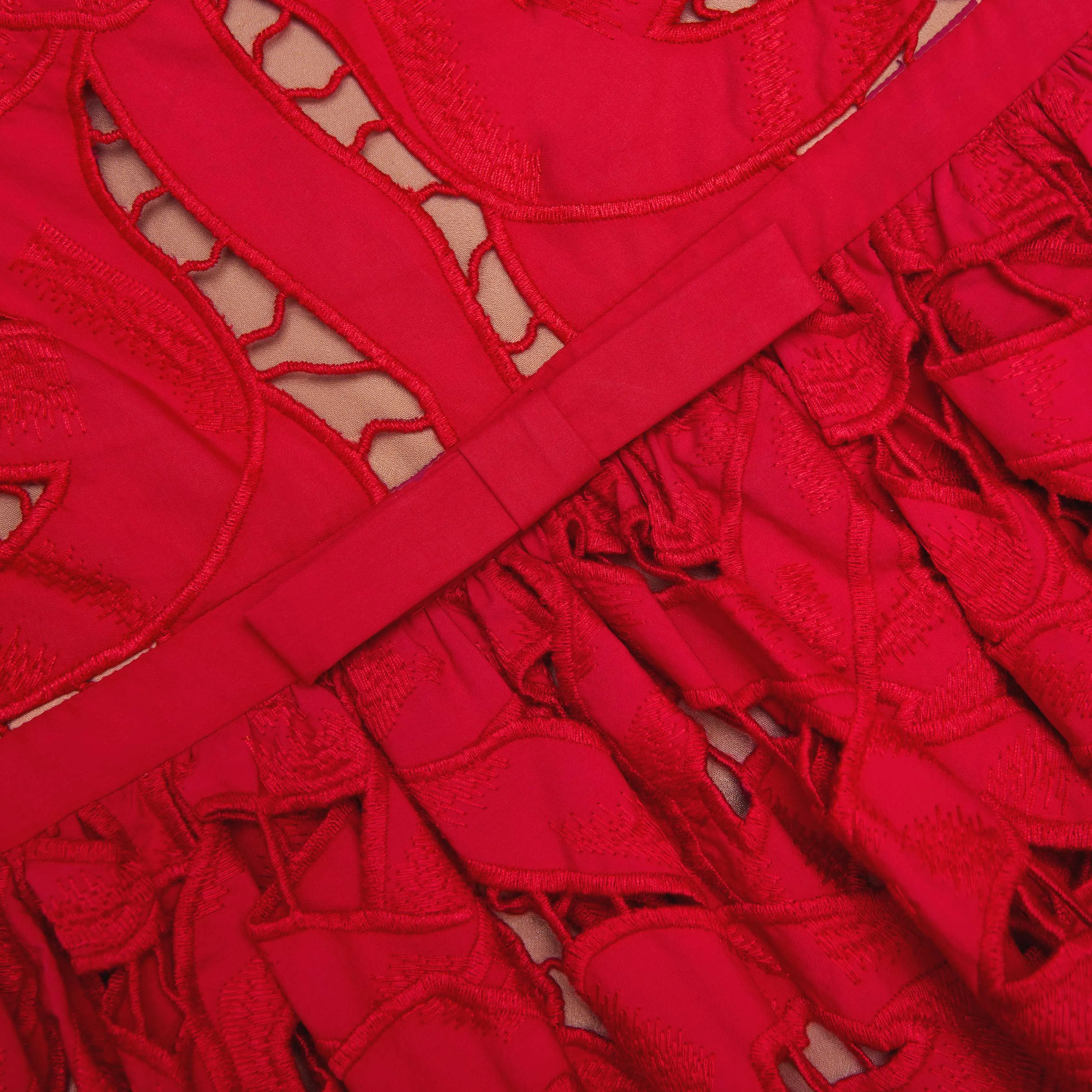Red Bow Embroidered Midi Dress Self Portrait