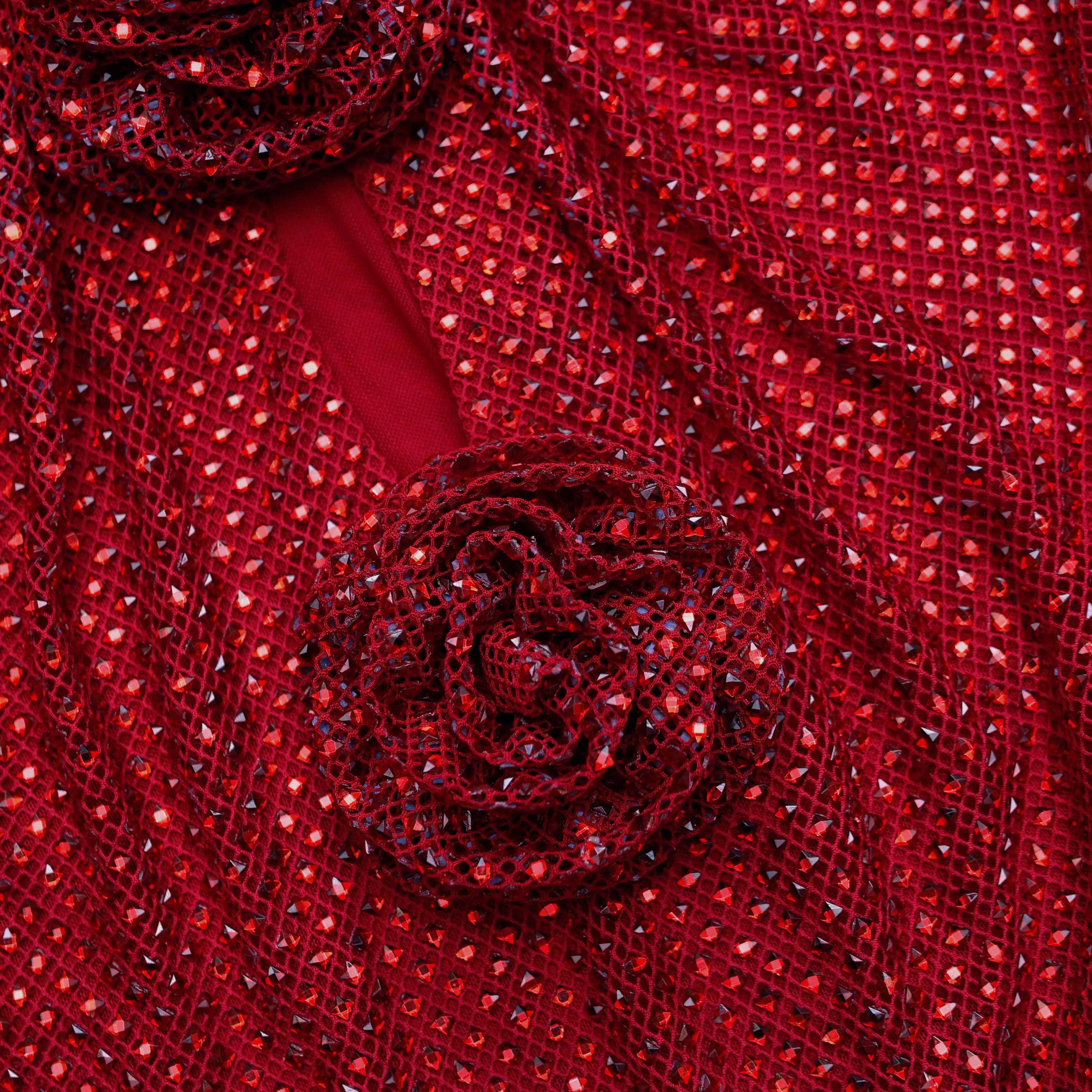 Red Rhinestone Fishnet Top Self Portrait