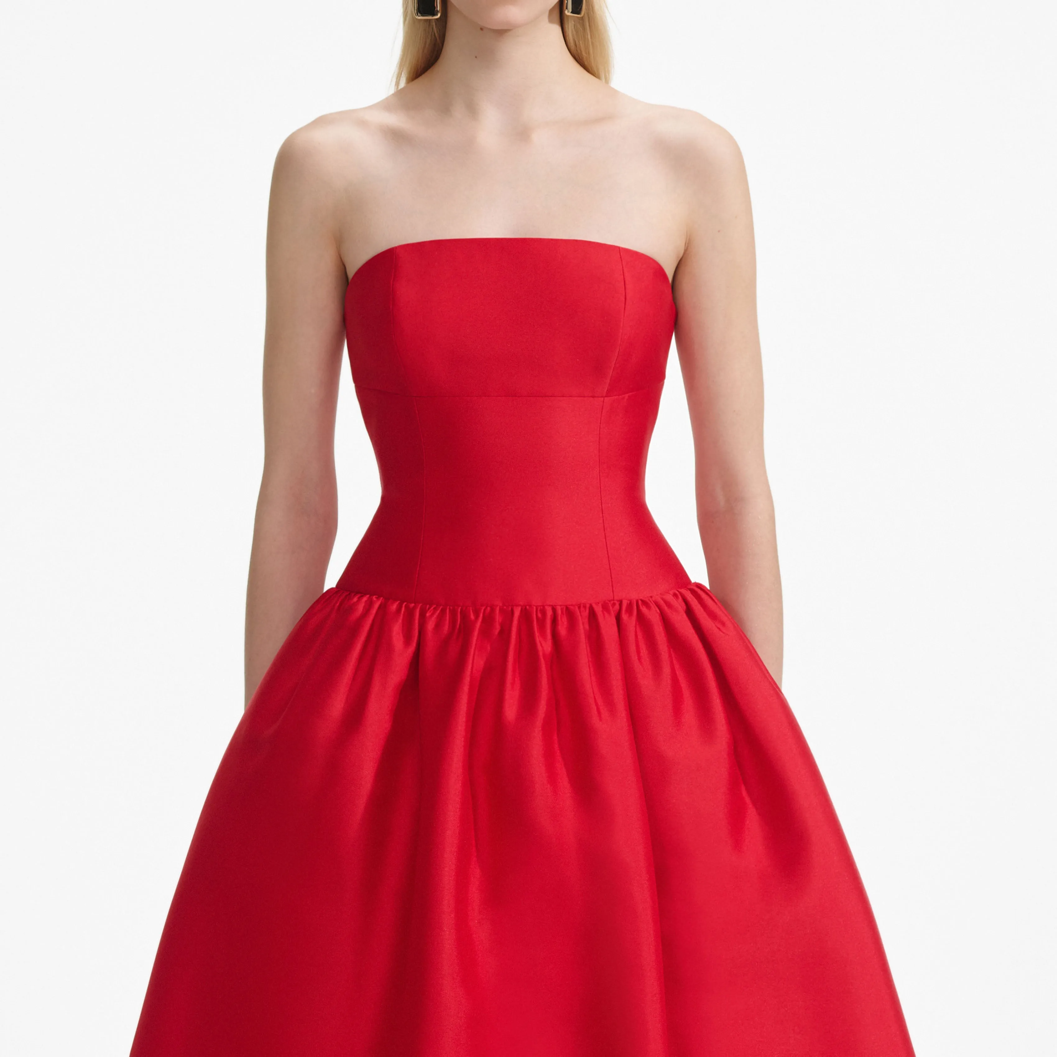 Red Taffeta Midi Dress Self Portrait