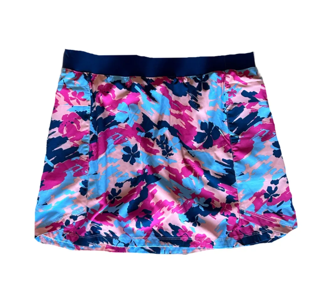 Reel Legends Pink & Blue Floral Patterned Women's Pull-on Golf Skort Size M