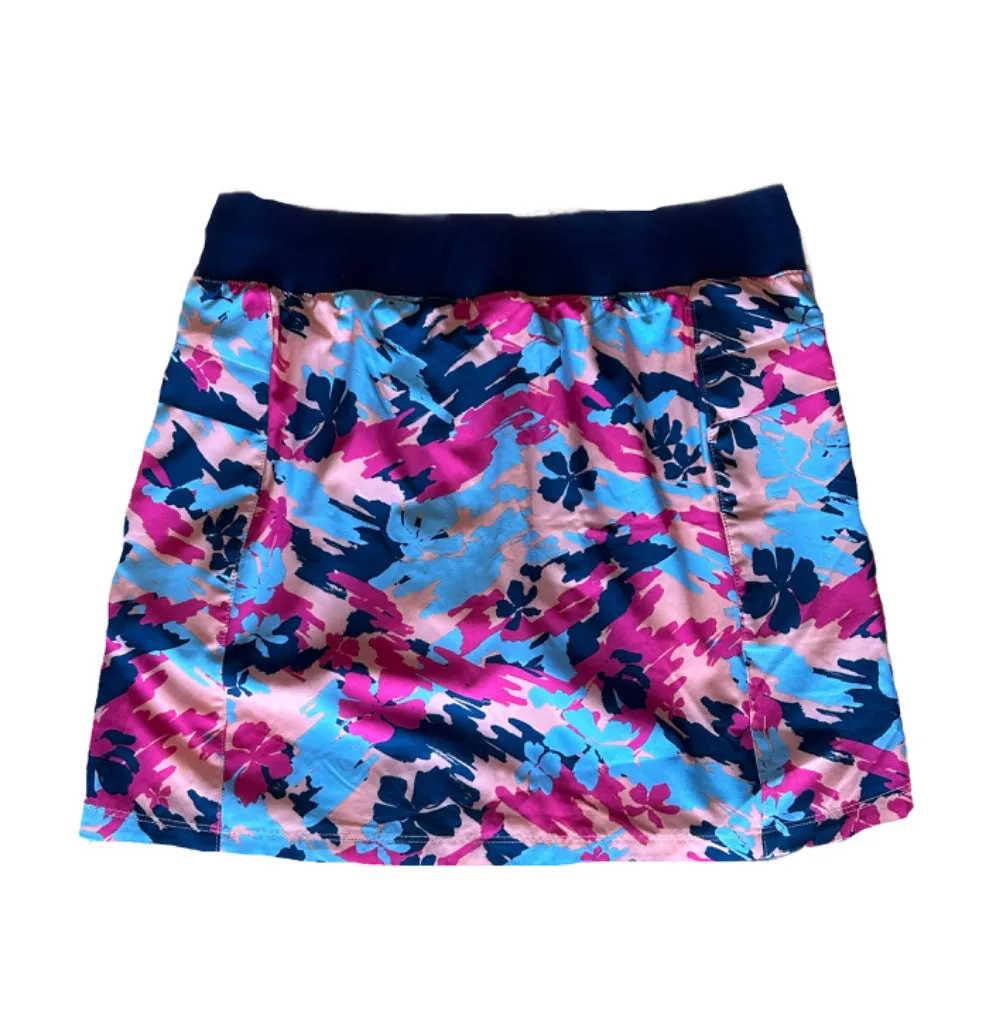 Reel Legends Pink & Blue Floral Patterned Women's Pull-on Golf Skort Size M