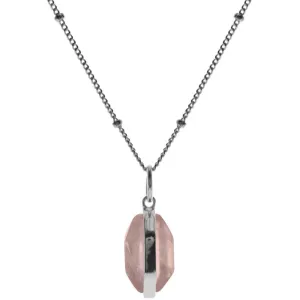 Rose Quartz Sterling Silver Hexagonal Pendant & Bead Chain