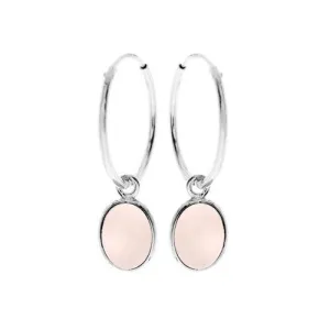 Rose Quartz Sterling Silver Hoop Earrings