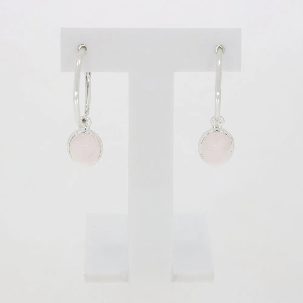 Rose Quartz Sterling Silver Hoop Earrings