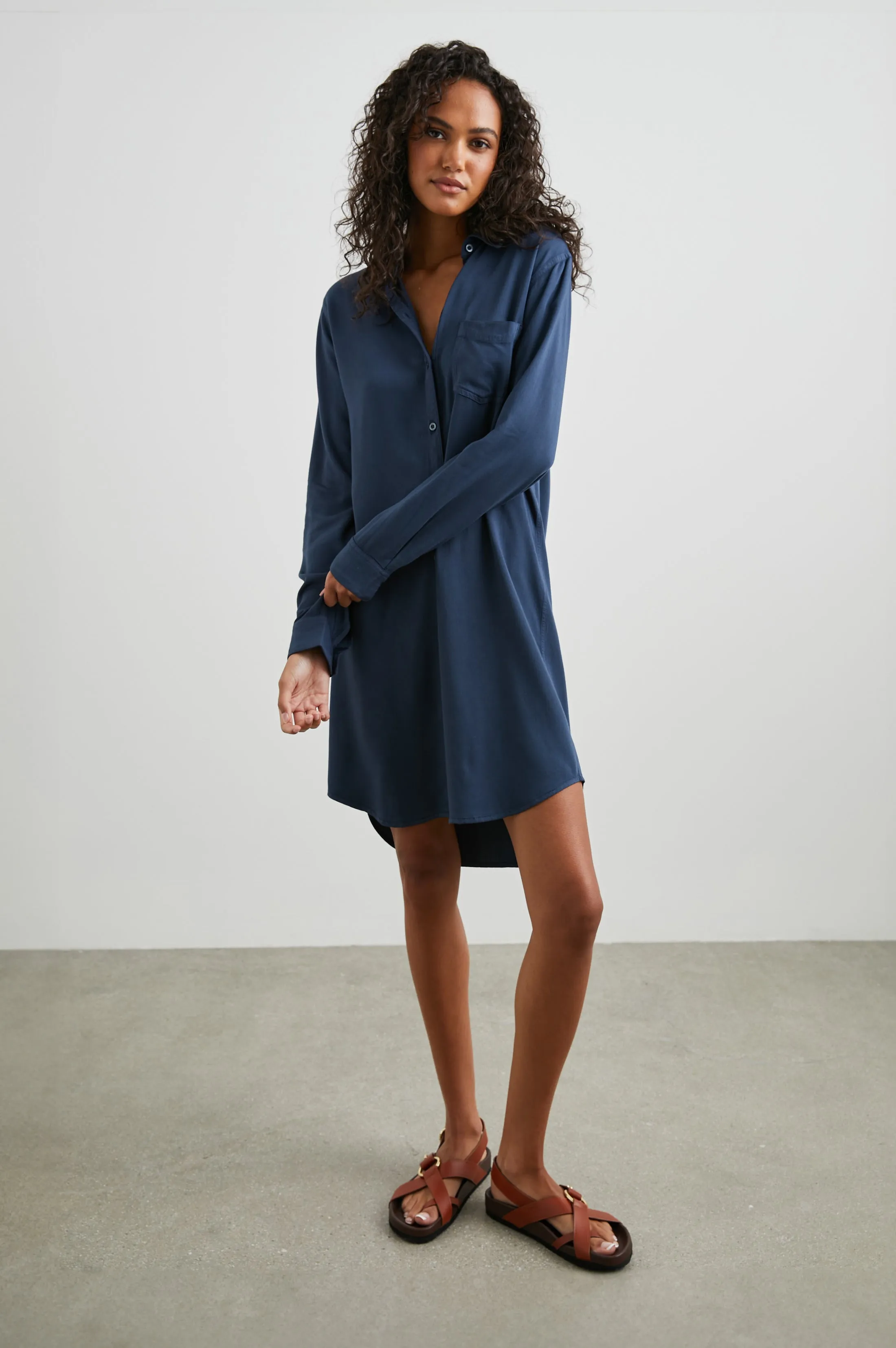 SAWYER DRESS - NAVY Rails