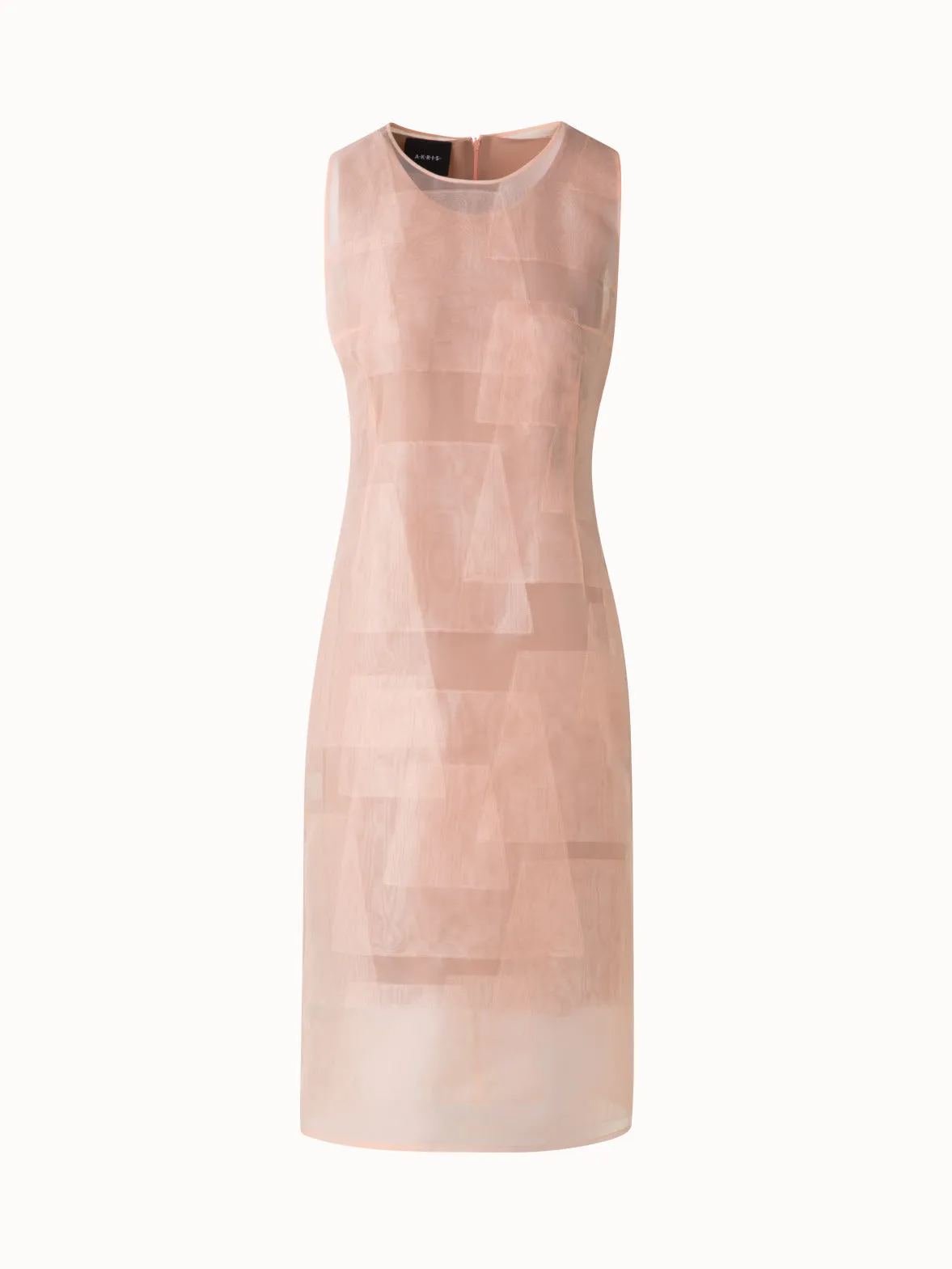 Sheath Dress in Sheer Trapezoid Organza Layers 