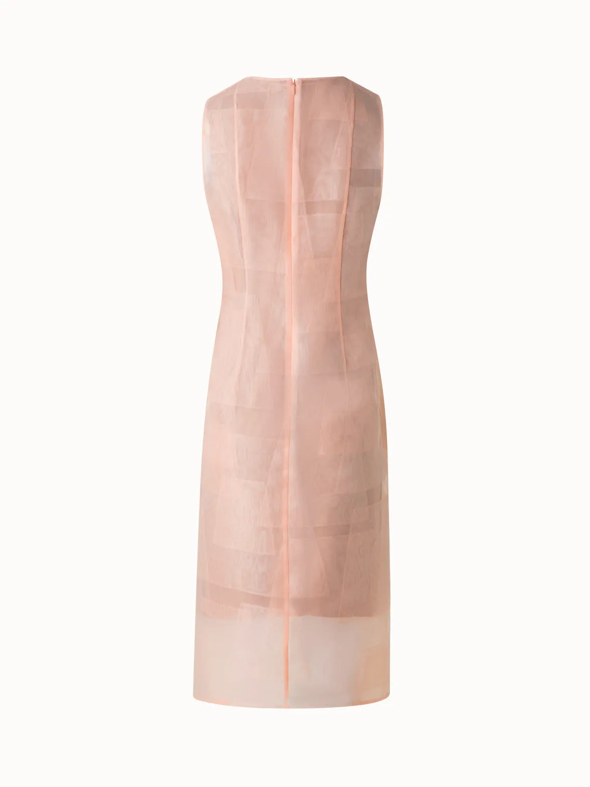 Sheath Dress in Sheer Trapezoid Organza Layers 