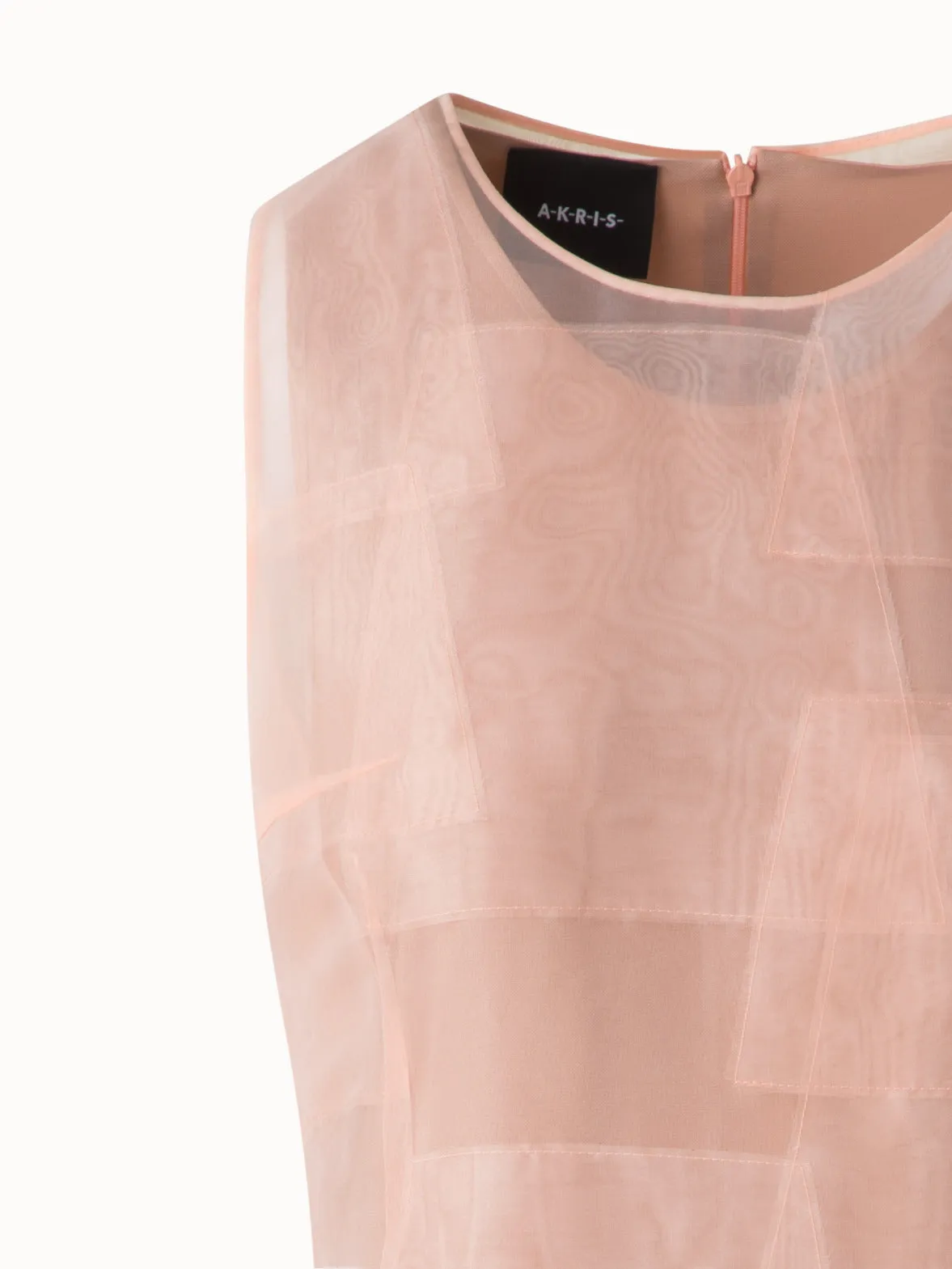 Sheath Dress in Sheer Trapezoid Organza Layers 